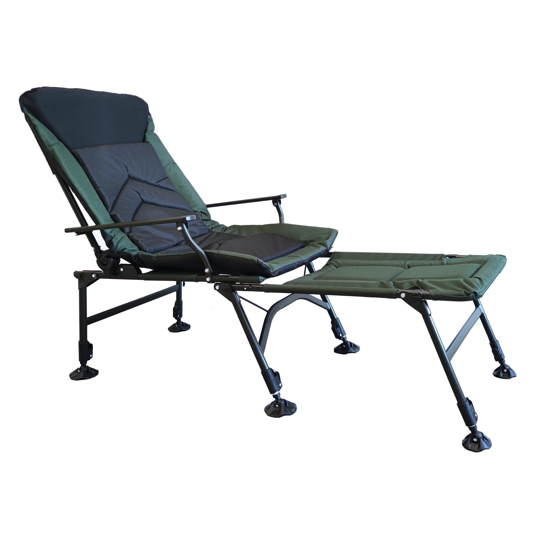 Camping Lounge Chair With Detachable Footrest, Portable Folding Reclining Camping Chair With Adjustable Backrest For Indoor And Outdoor Camping Beach Hiking Fishing - Green / Black - Image 8