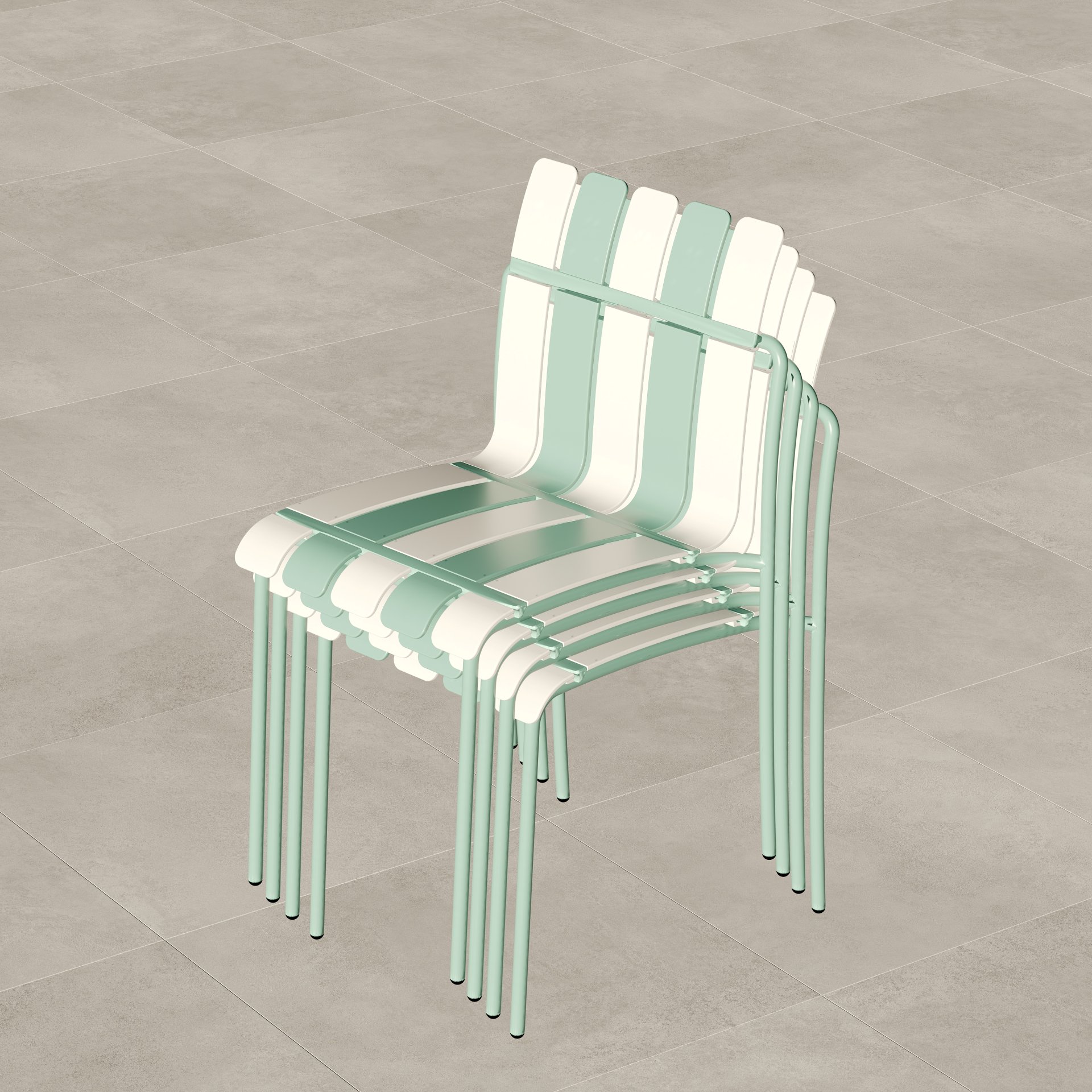 4 Piece Set Of Single Chairs With Modern Color Blocking Design, UV Resistant And Rust Proof - Haze Green / White - Image 20