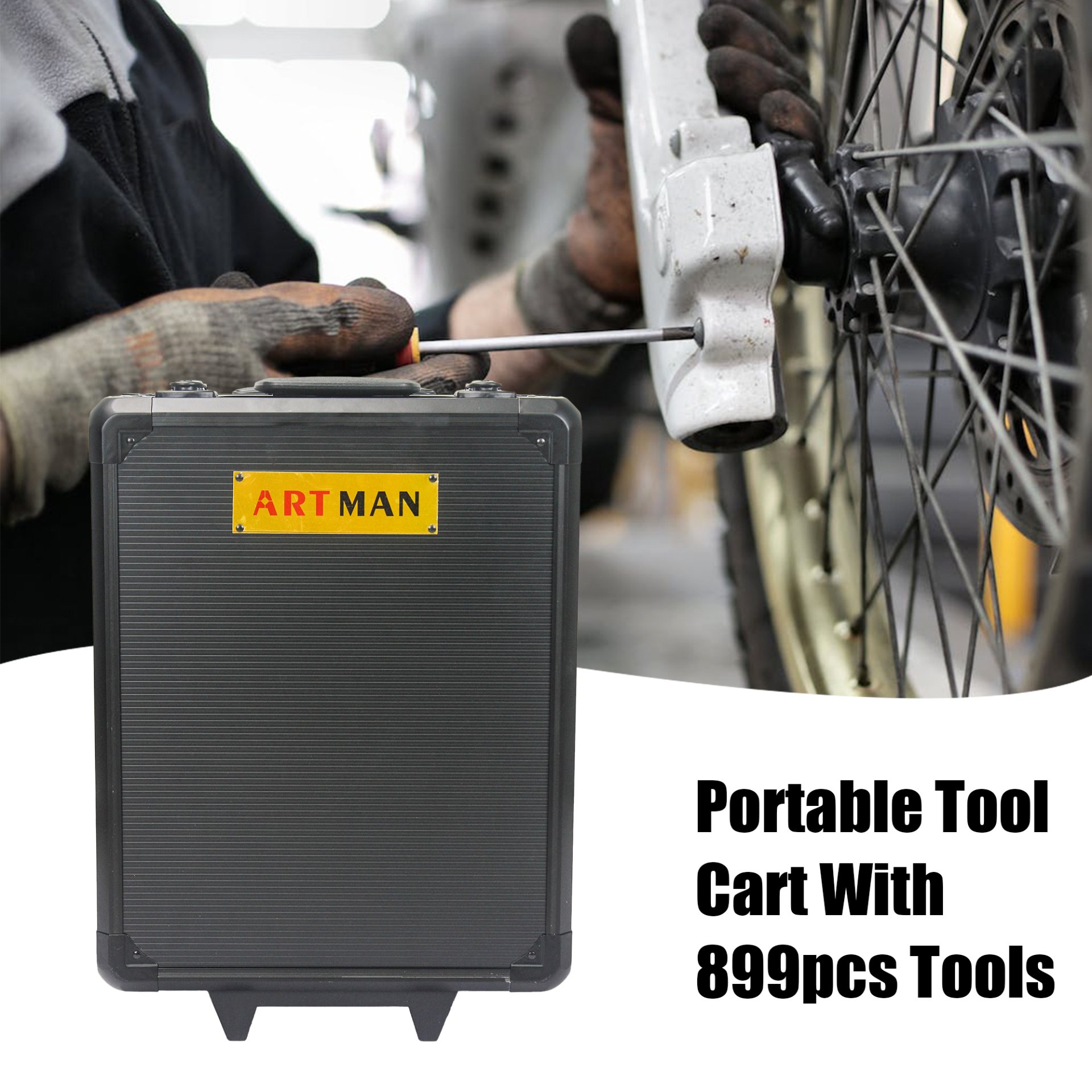 899 Piece Home Repair Tool Set With Rolling Plastic Toolbox, 4 Drawers, General Household Maintenance Kit For Garden, Homeowner, Handyman - Black - Image 11