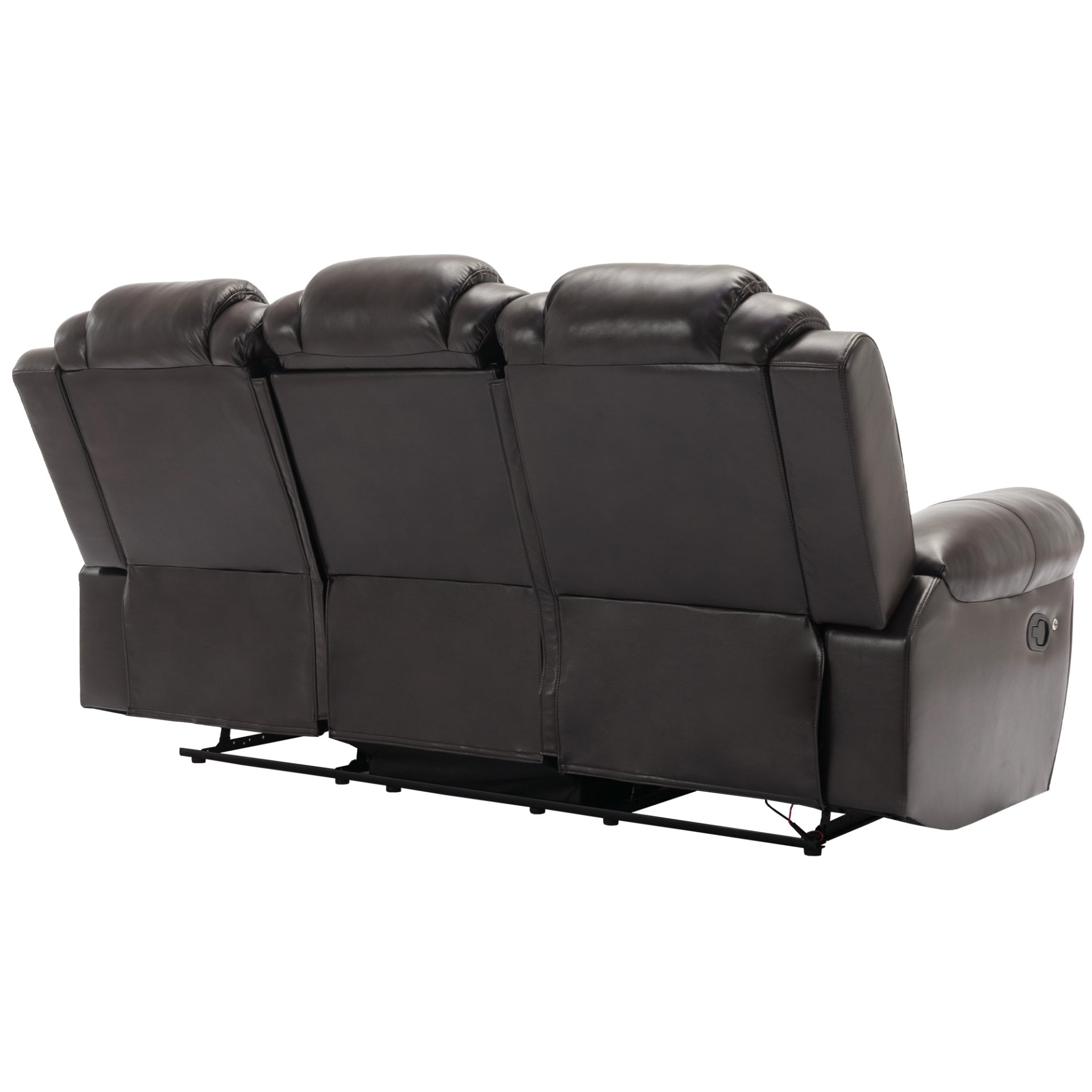 3 Pieces Recliner Sofa Sets Home Theater Seating Manual Recliner Chair With Center Console And Led Light Strip For Living Room - Brown - Image 14