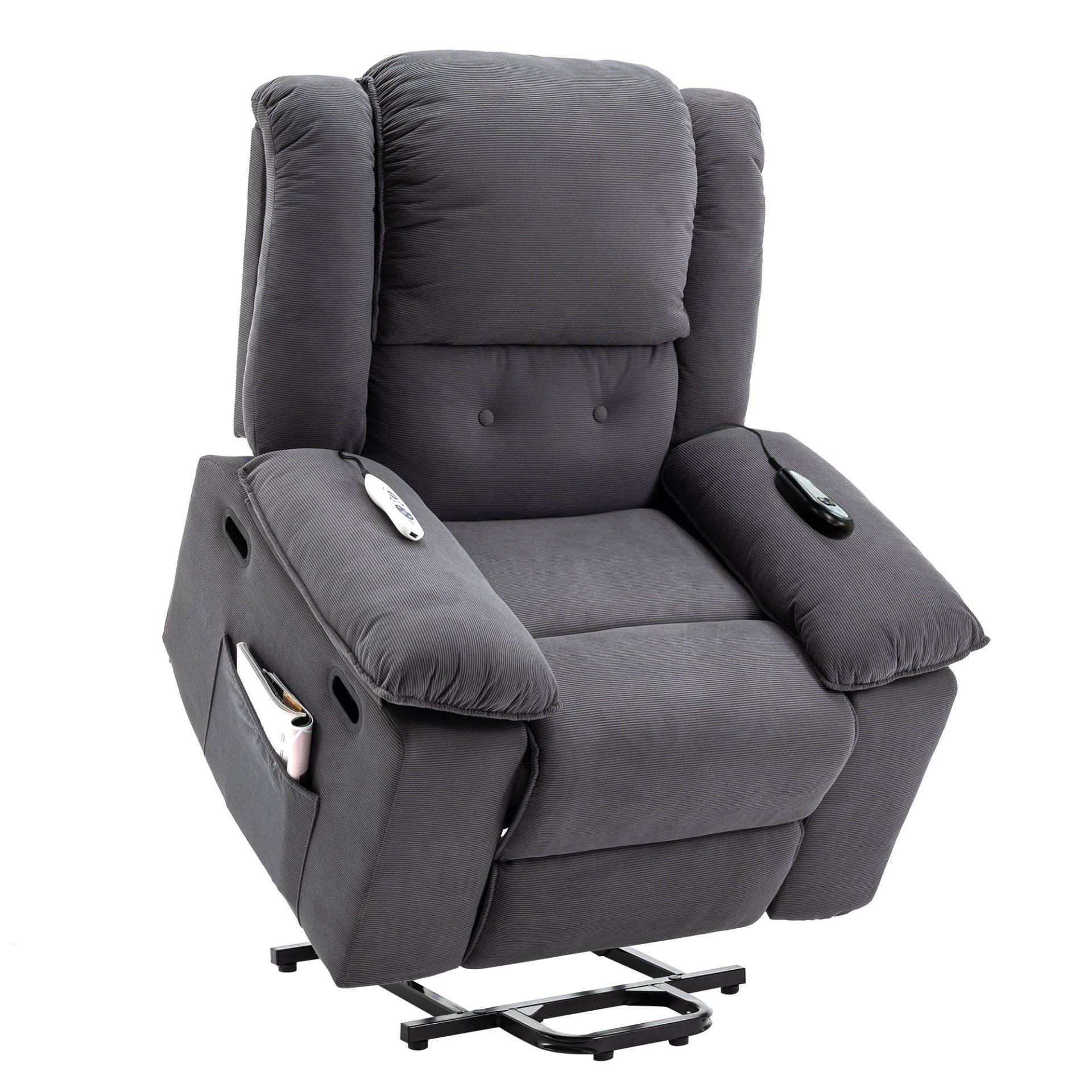 Massage Recliner, Power Lift Chair With Adjustable Massage And Heating Function, Recliner Chair With Infinite Position And Side Pocket - Gray - Image 15