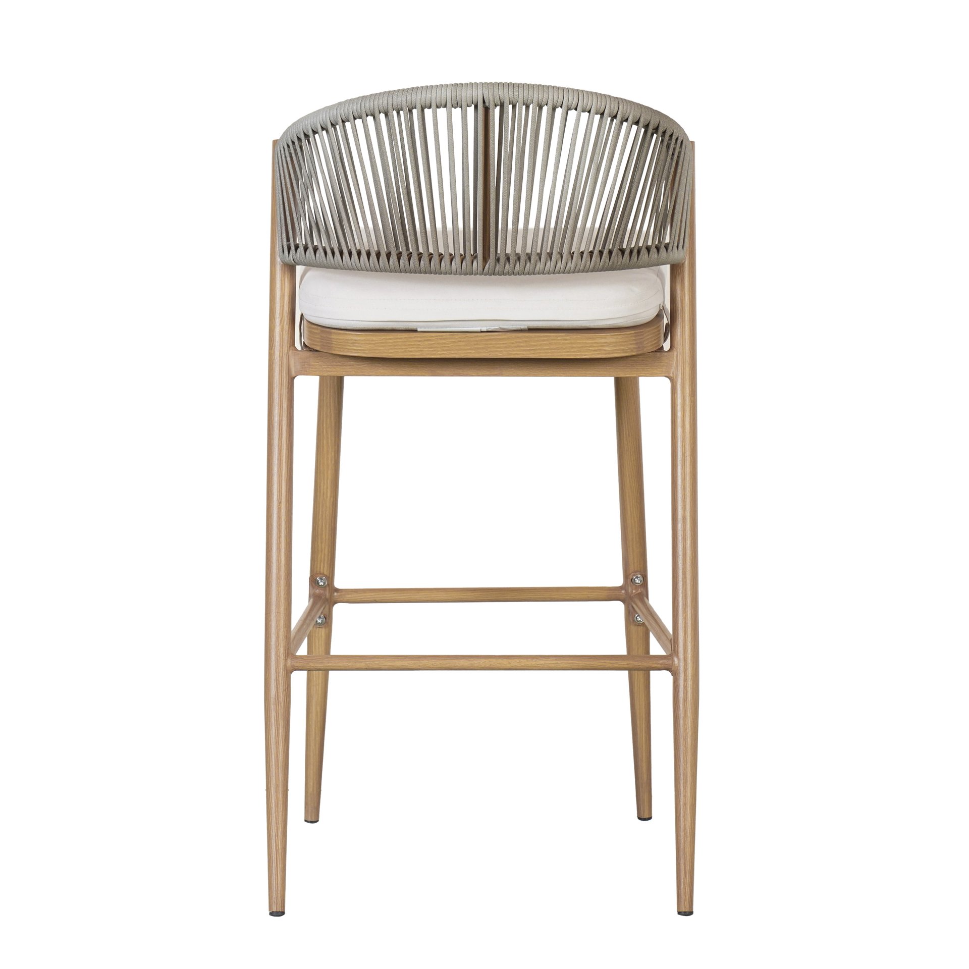 Outdoor Bar Height Aluminum Frame Counter Stools With Scallop Shaped Backrest & Water Resistant Cushions (Set of 2) - Maple - Image 19