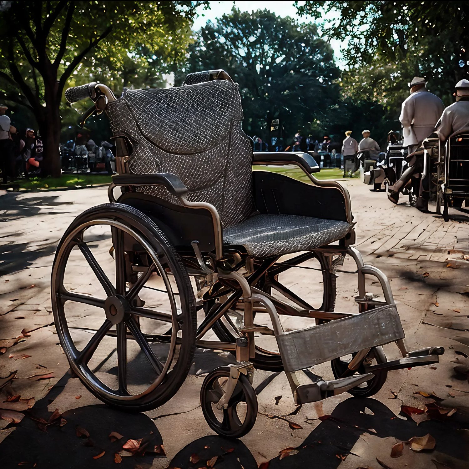Heavy Duty Manual Wheelchair Double X Force Support 350Lbs Capacity All Terrain 24" Tires Foldable With Quick Release Wheels - Dark Gray - Image 2