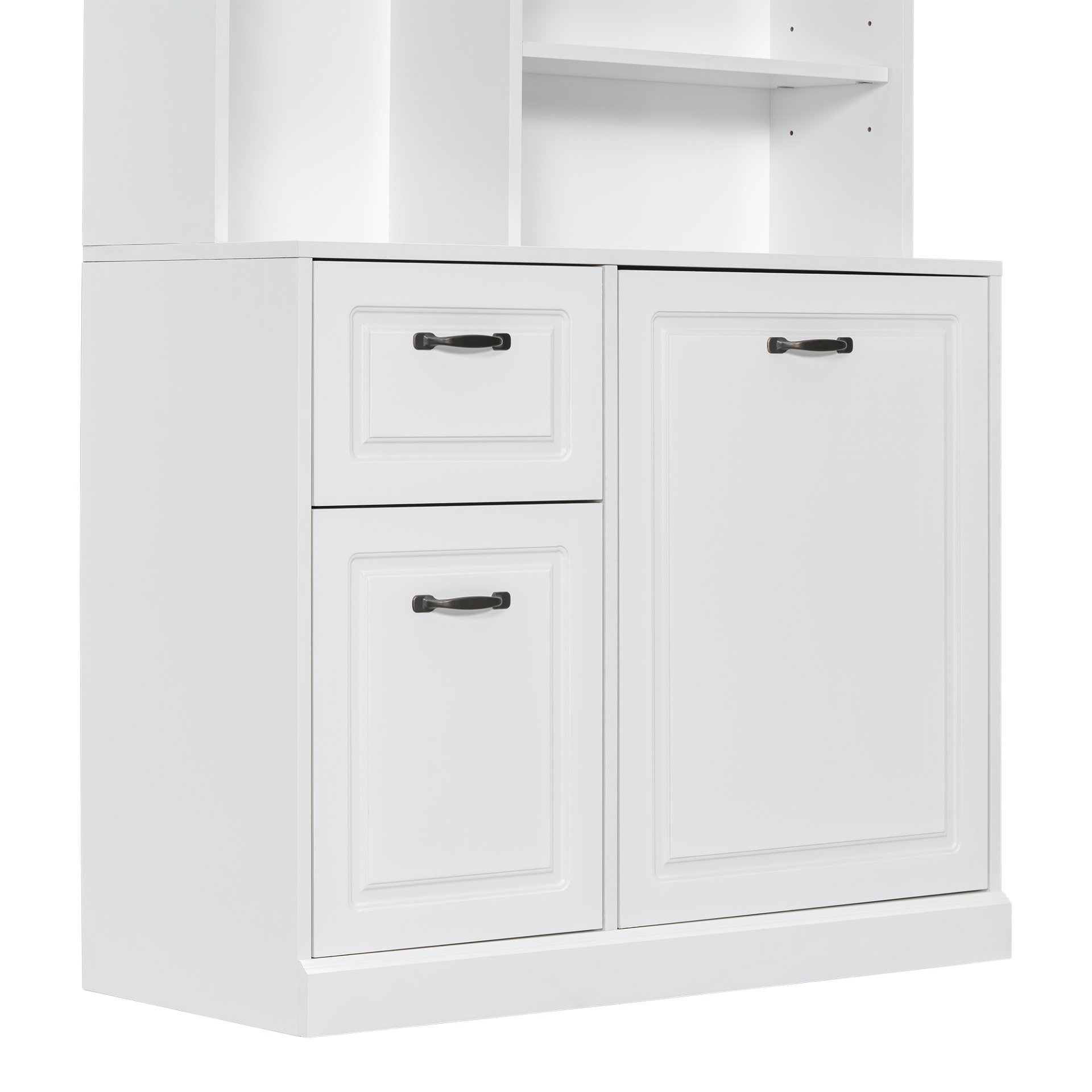 Bathroom Storage Cabinet With Tilt Out Hamper, Tall Free Standing Organizer With Drawers & Adjustable Shelves, Linen Tower With Steel Handles - White - Image 21
