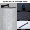 Modern Black Shower Faucet Set Rainfall System With 10" Shower Head And Handheld Combo Stainless Steel - Matte Black - Image 4