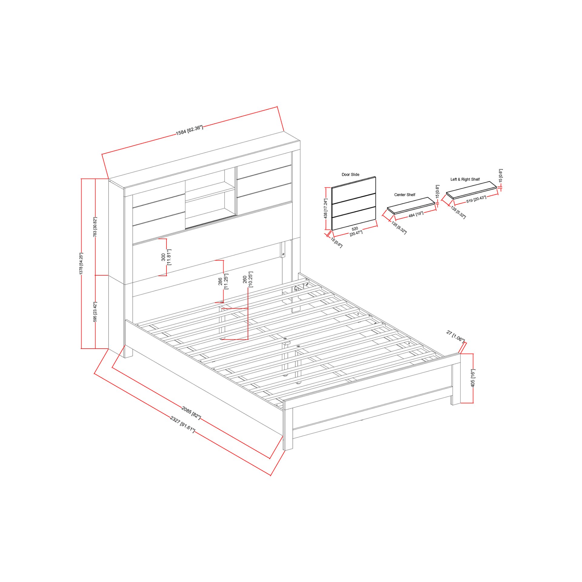 Soluto - Bookcase Queen Bed 5 Piece Set - Black / Gray - Image 10