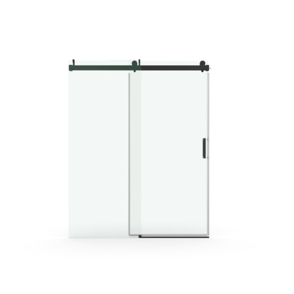 Frameless Soft Closing Shower Door, 1 / 4" (6Mm) Tempered Glass Single Sliding With Explosion Proof Coating - Matte Black
