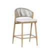 Outdoor Counter Height Aluminum Frame Counter Stools With Scallop Shaped Backrest & Water Resistant Cushions (Set of 2) - Maple - Image 15