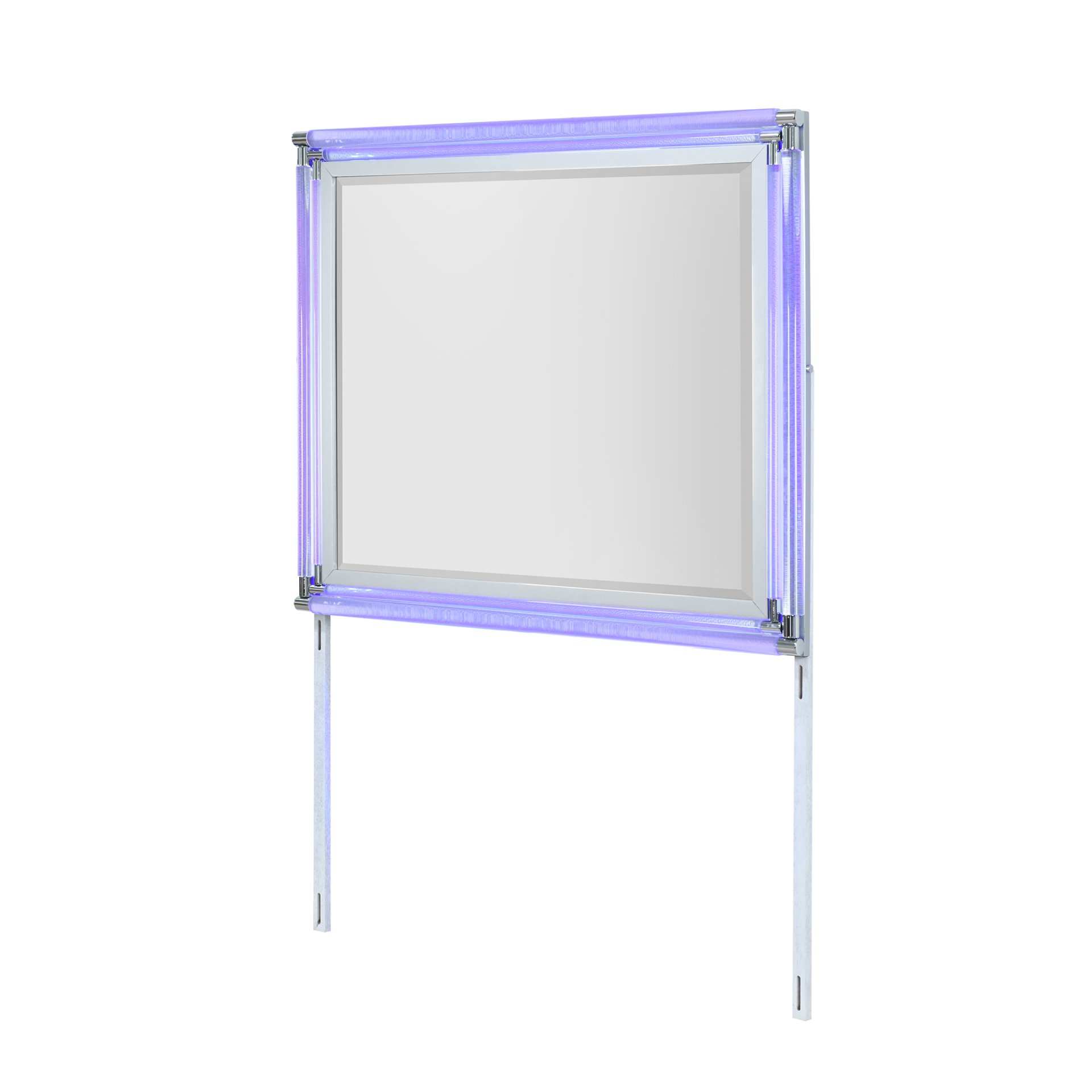 Laura - Mirror With LED Light And Sleek Frame - Silver - Image 4