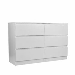 Modern 6 Drawer Dresser With Spacious Countertop And Concealed Handles, Storage Cabinet For Bedroom And Living Room - White