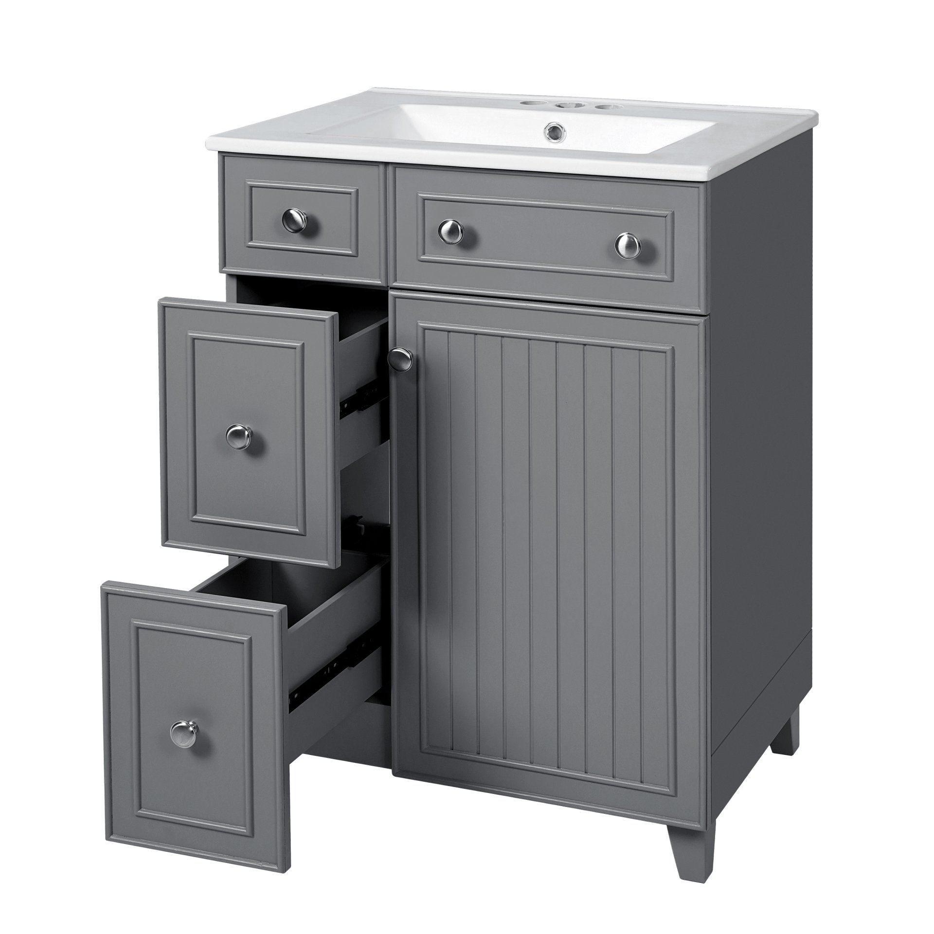 Transitional Bathroom Vanity Cabinet With Sink, 2 Drawers, 1 Soft Close Door - Gray - Image 15