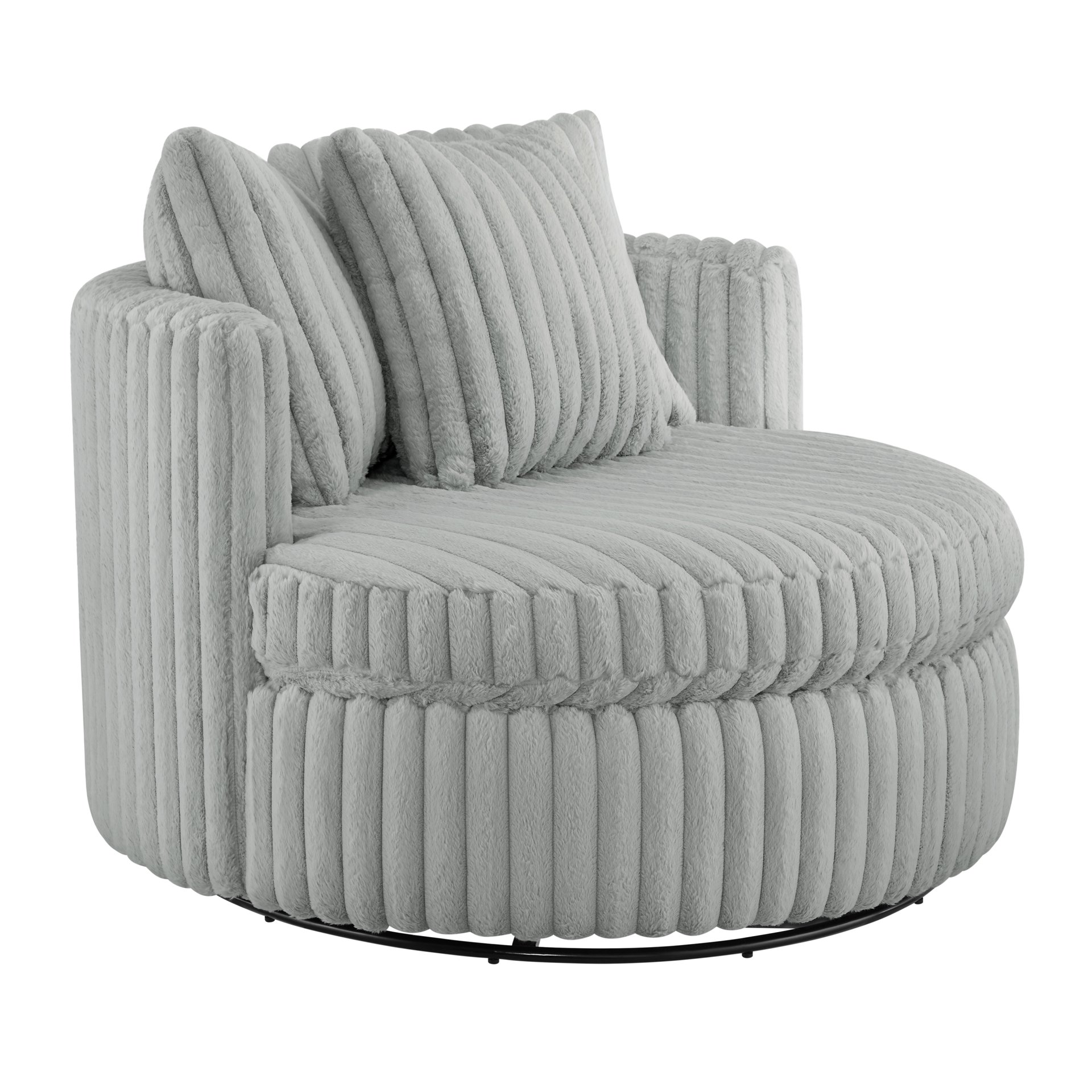 Mindy - Oversized Swivel Barrel Chair - Gray - Image 4