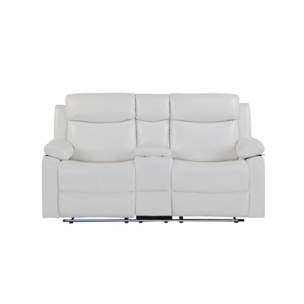 Blanche - Reclining Loveseat With LED Lights And Built In Speakers - White