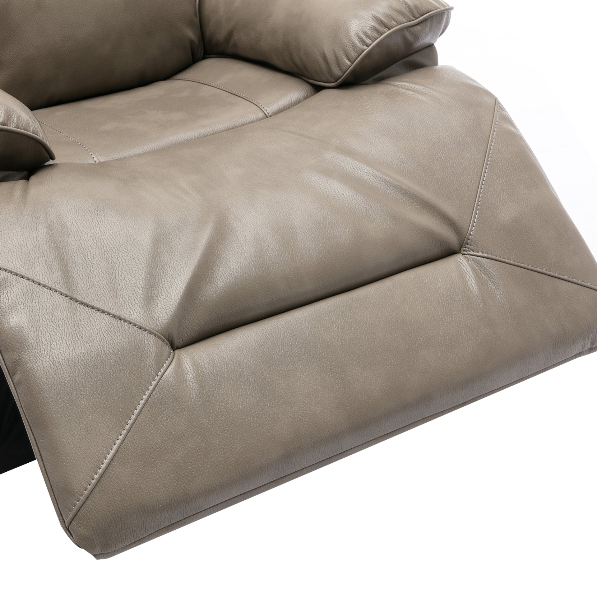 3 Seater Home Theater Recliner Manual Recliner Chair With A Led Light Strip Two Built-In Cup Holders For Living Room - Gray - Image 17
