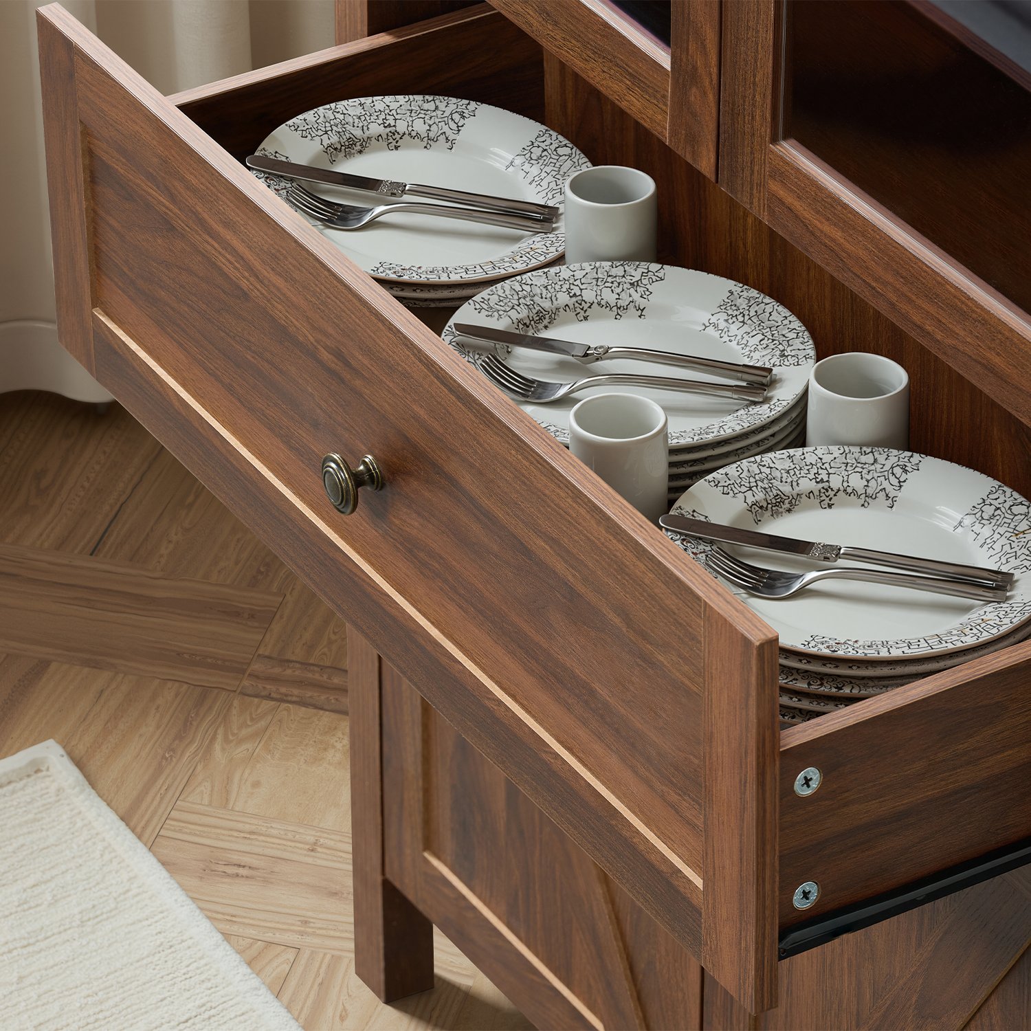 Retro Dome Cabinet With Large Storage Space, High Quality Materials - Walnut / Walnut Brown - Image 8