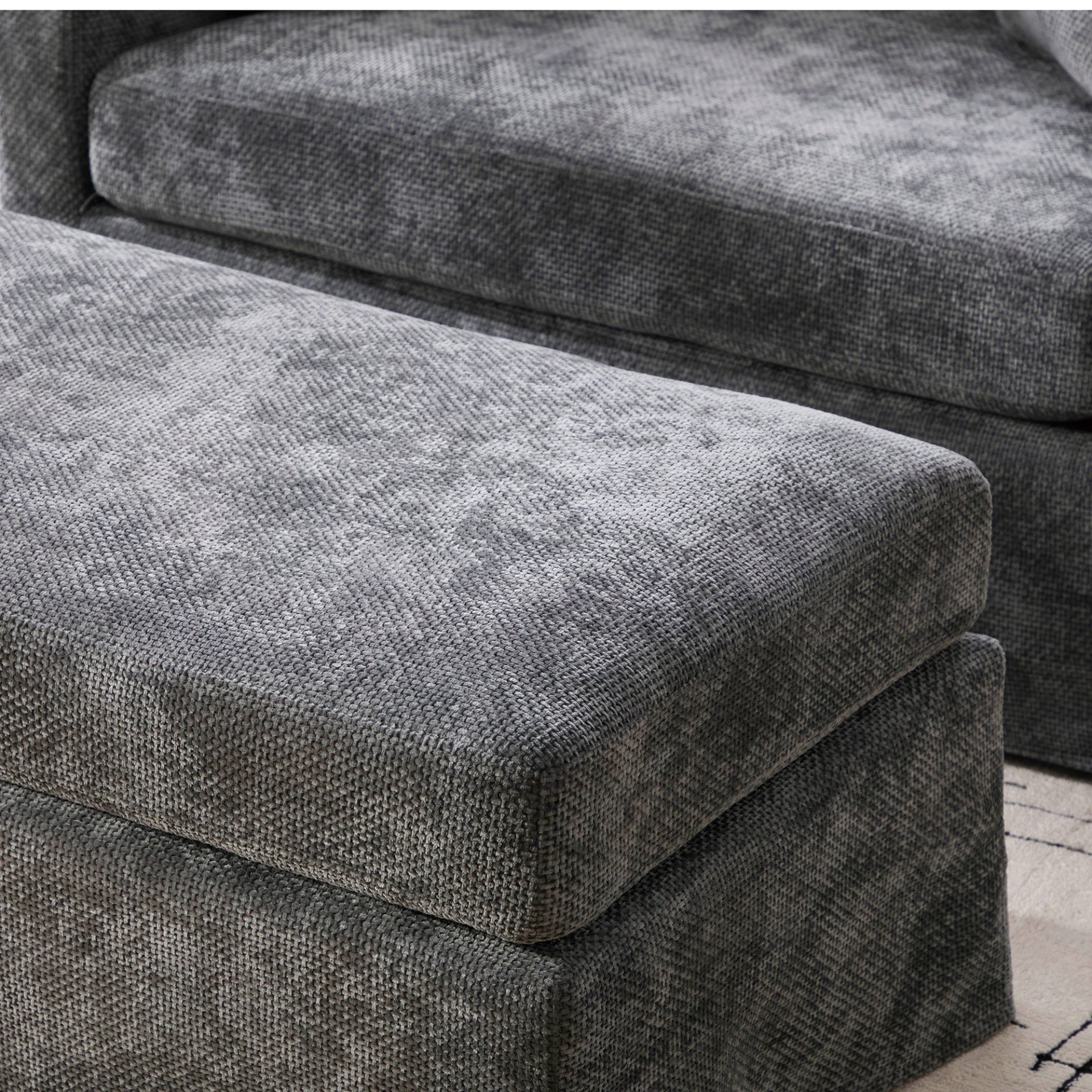 Upholstered Accent Chair With Ottoman, 2 Bolster Pillows - Charcoal - Image 11