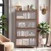 4 Flip Doors Cabinet, With Ample Storage Space For Living Room - Walnut - Image 18