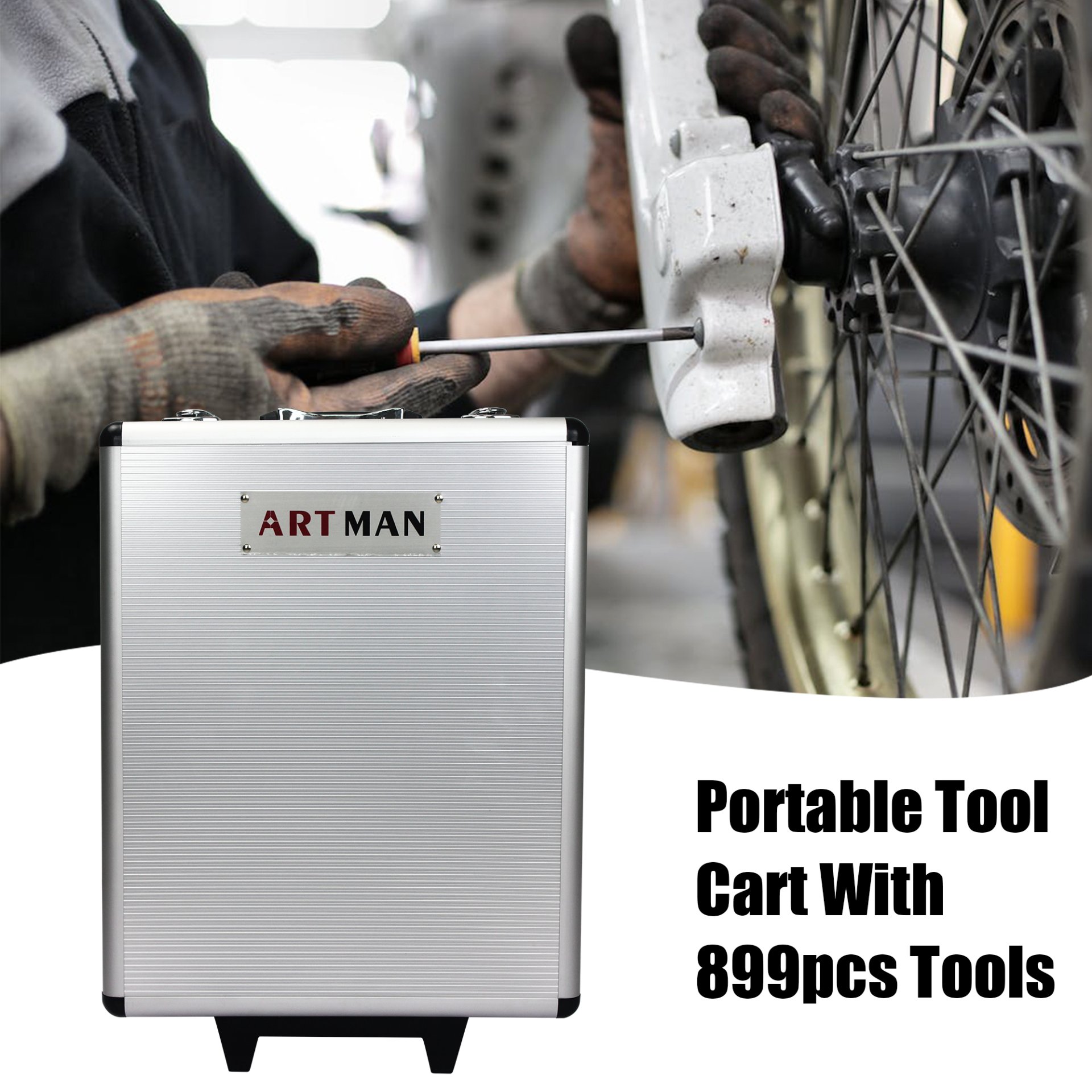 899 Piece Home Repair Tool Set With Rolling Plastic Toolbox, 4 Drawers, General Household Maintenance Kit For Garden, Homeowner, Handyman - Silver - Image 16