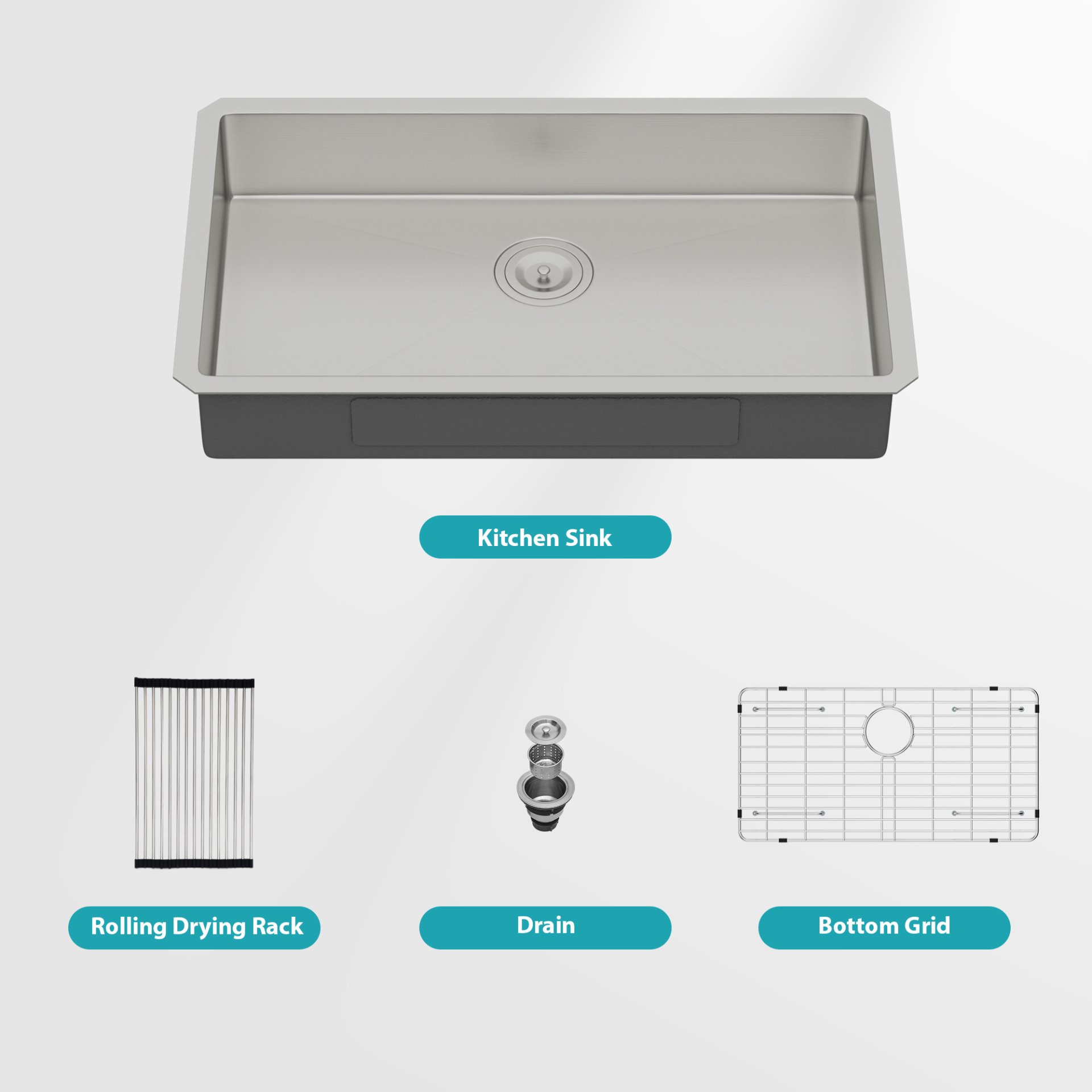 Ada-Compliant Undermount Kitchen Sink, Low Depth Single Bowl - Brushed Nickel - Image 11