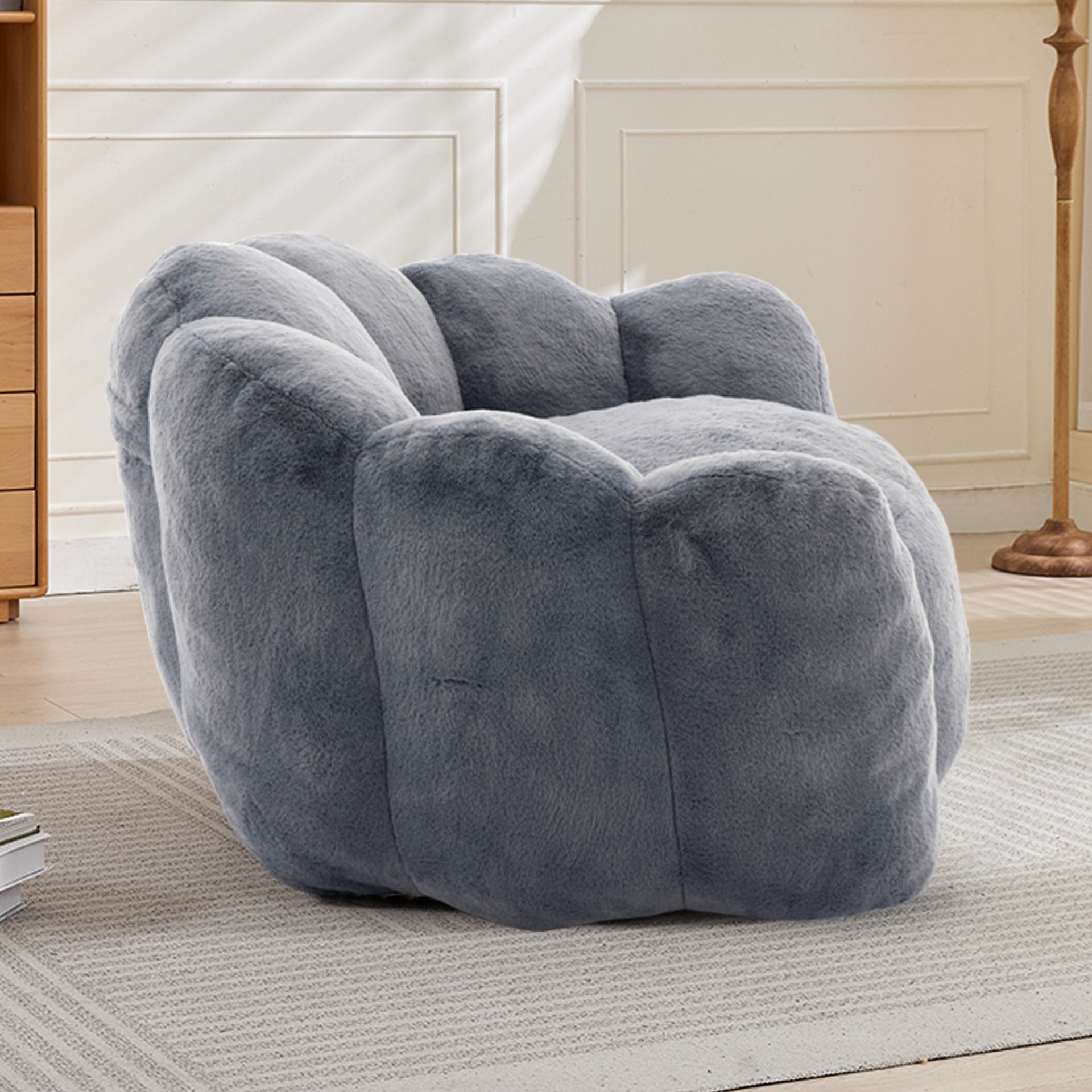 Lotus Compression Sofa Bean Bag With Pull Ring - Gray - Image 5