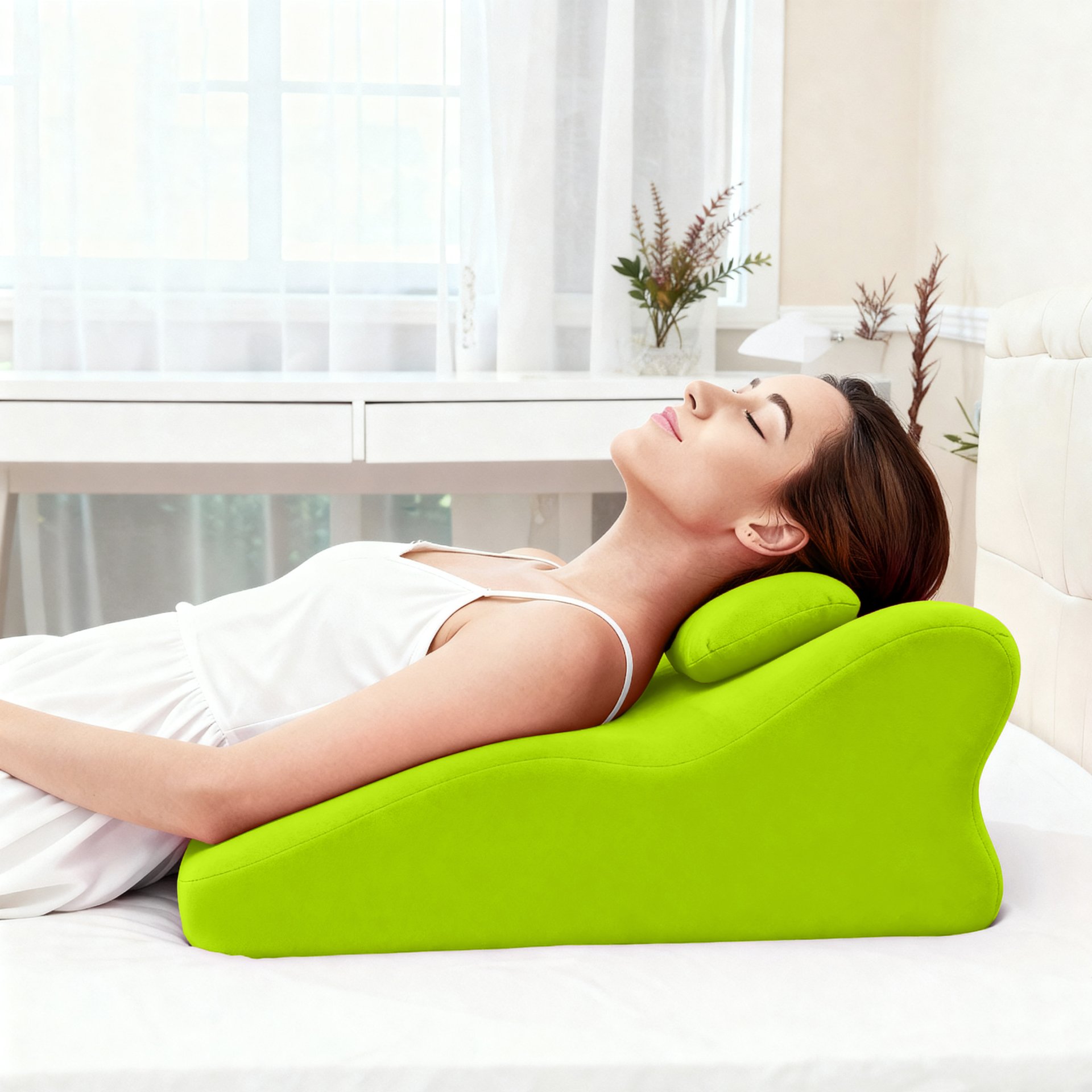 Ergonomic Spinal Posture Support Bed Pillow - Green - Image 5