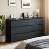 6 Drawer Dresser With Spacious Countertop And Concealed Handles, Storage Cabinet For Bedroom - Black - Image 10