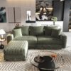 3 Seat Sofa, Deep Seat Couches With Soft Pillows And 1 Ottomans, Convertible Sofa Lounge Chair, For Living Room - Green - Image 7