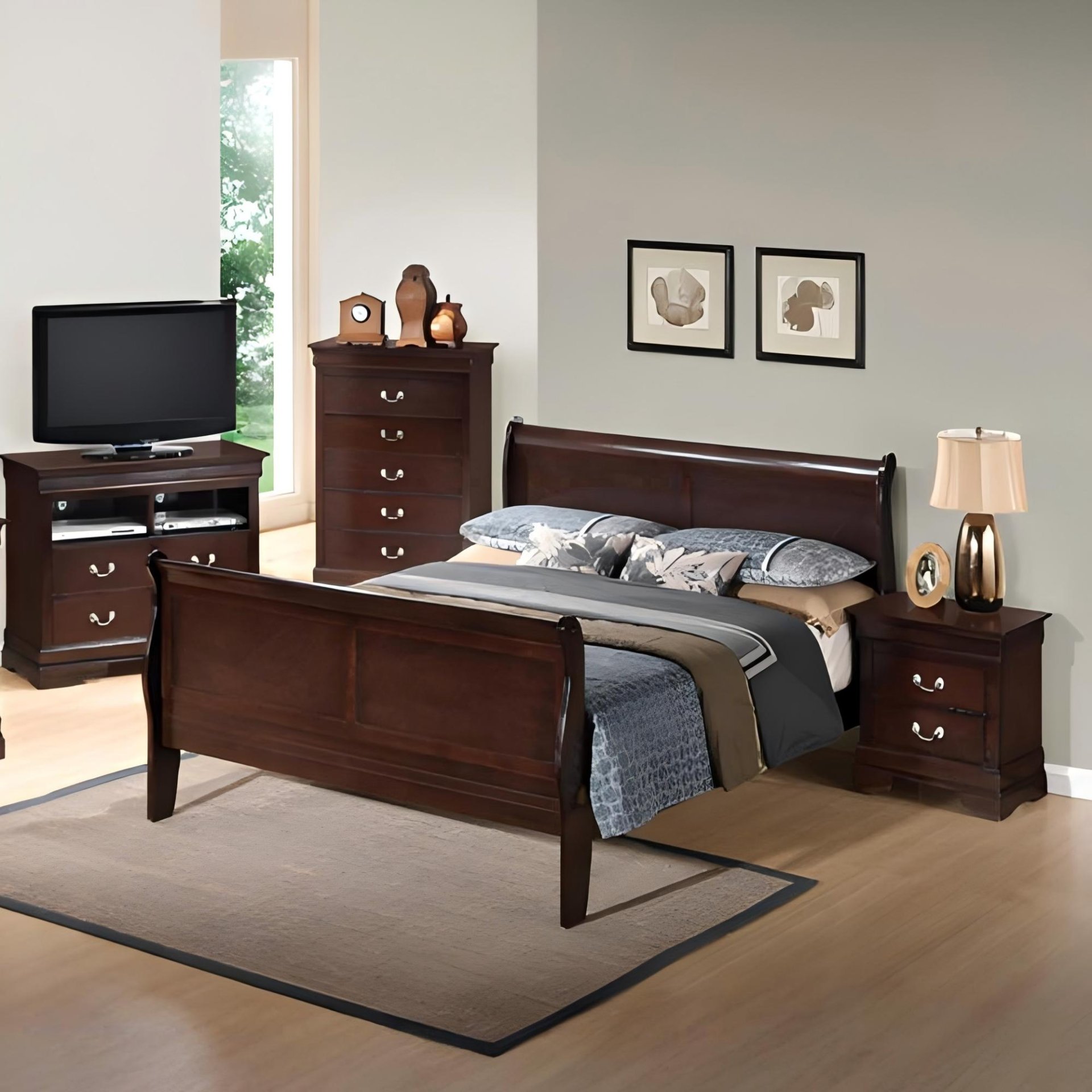Queen Bed Panel Sleigh - Cappuccino - Image 2