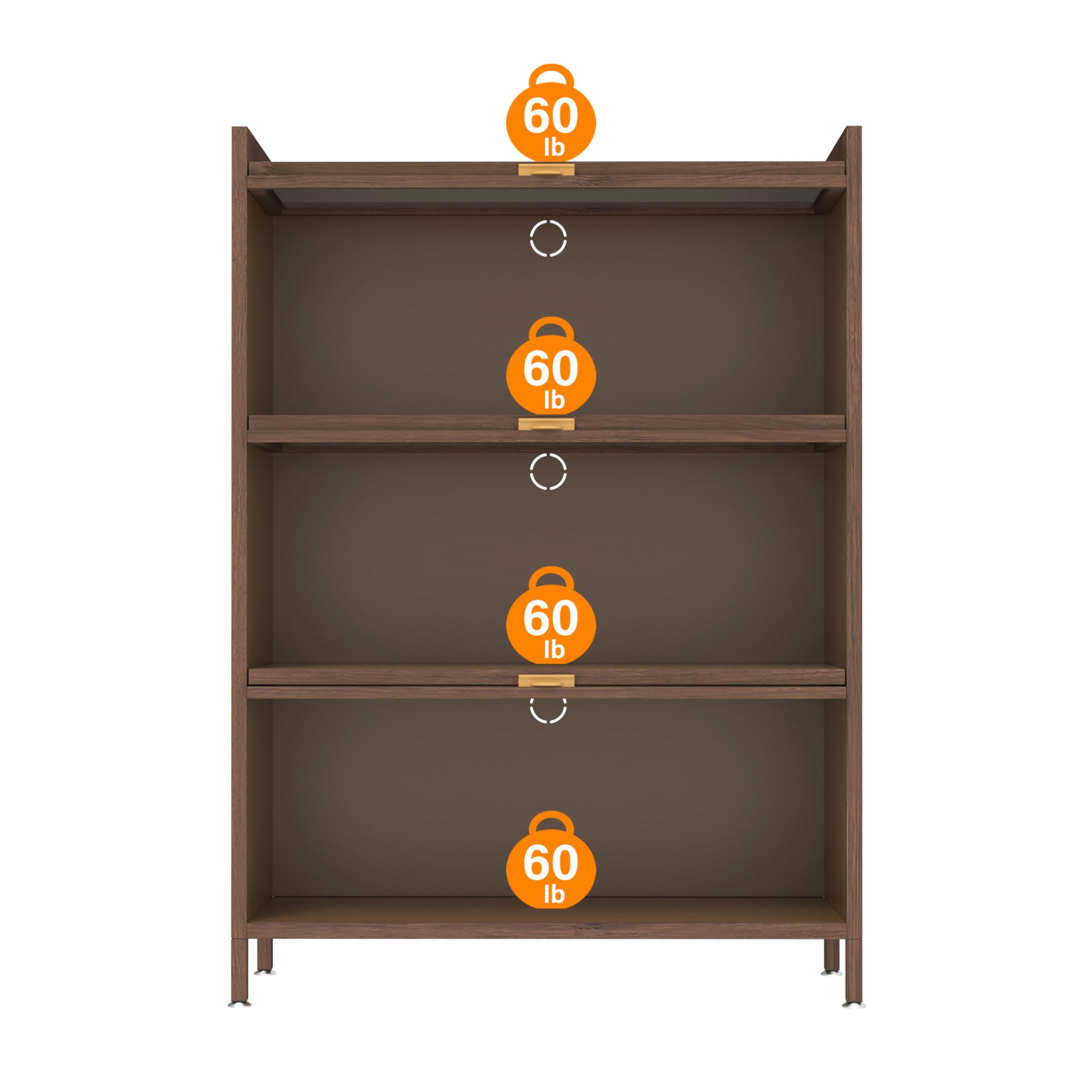 3 Flip Doors Cabinet, With Ample Storage Space For Living Room - Walnut - Image 7