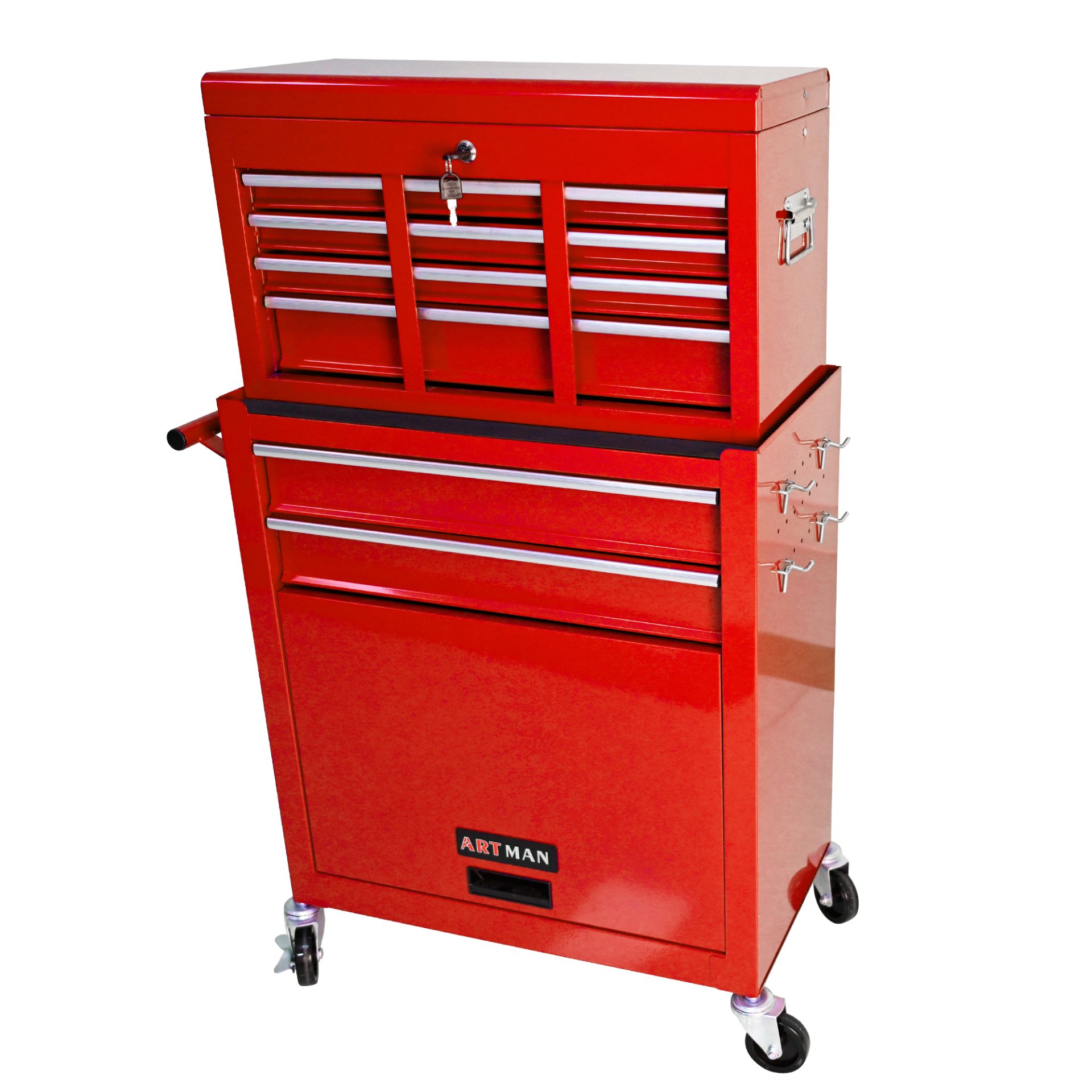 High Capacity Rolling Tool Chest With Wheels And Drawers, 8 Drawer Tool Storage Cabinet - Red - Image 8