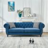 Chesterfield Sofa With Roll Armrest & Nailhead, 3 And 3 Seater Couch - Blue - Image 6