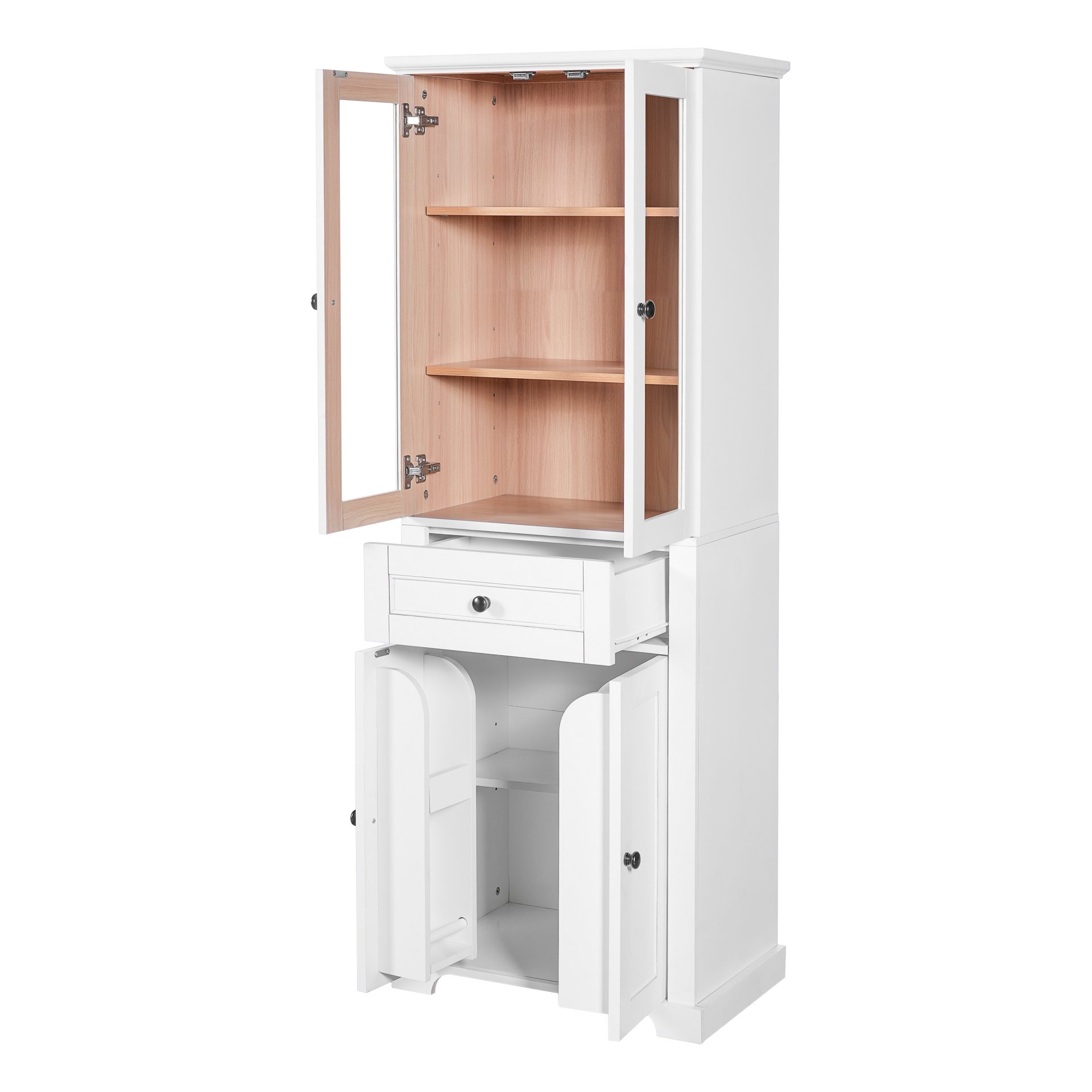 Bathroom Storage Cabinet, Adjustable Shelves & Drawer, Freestanding Linen Tower - White - Image 11