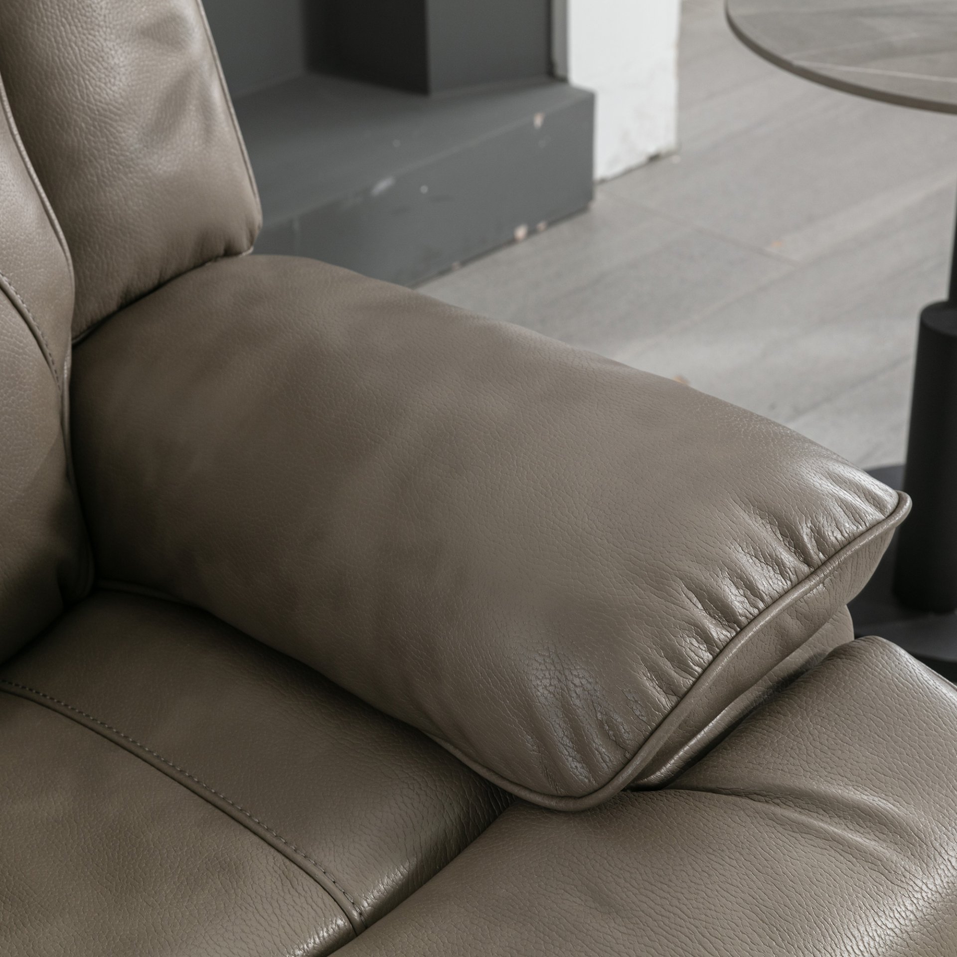 2 Seater Home Theater Recliner Manual Recliner Chair With A Led Light Strip Two Cup Holders And A Storage Box For Living Room - Gray - Image 14