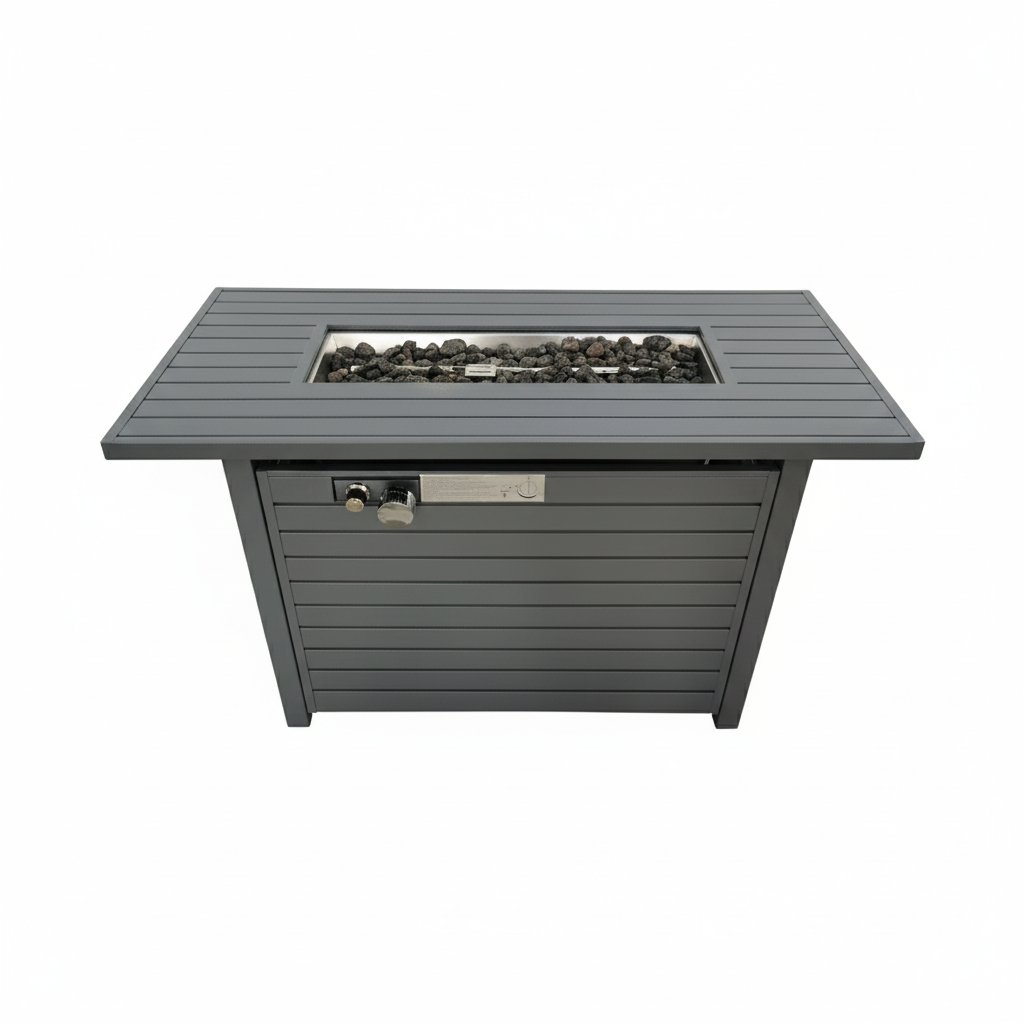 Propane Outdoor Fire Pit Table With Lid Durable Construction - Gray - Image 6