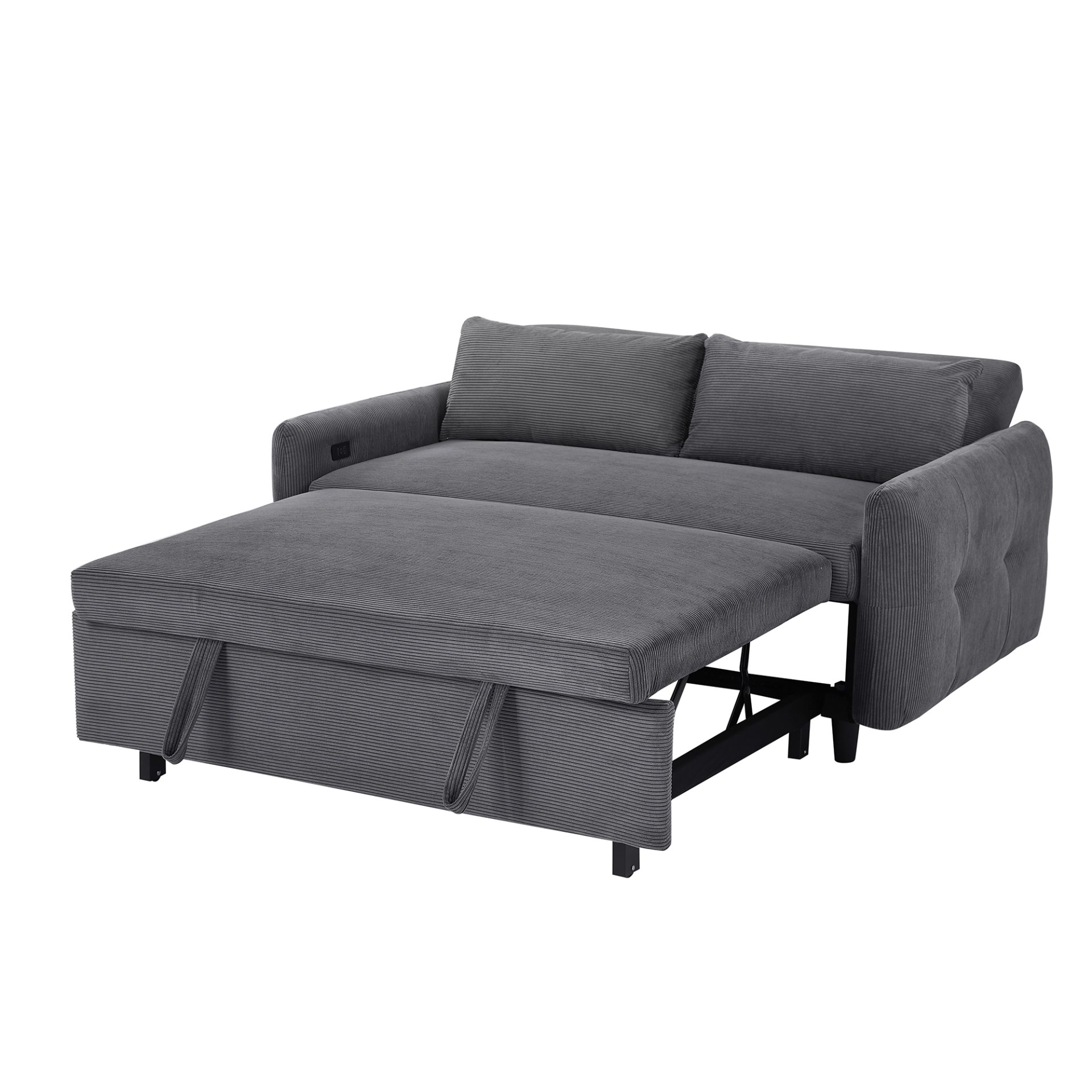 Pull Out Sofa Bed Convertible Couch 2 Seat Loveseat Sofa Modern Sleeper Sofa With 2 Throw Pillows And USB Ports For Living Room - Dark Gray - Image 21