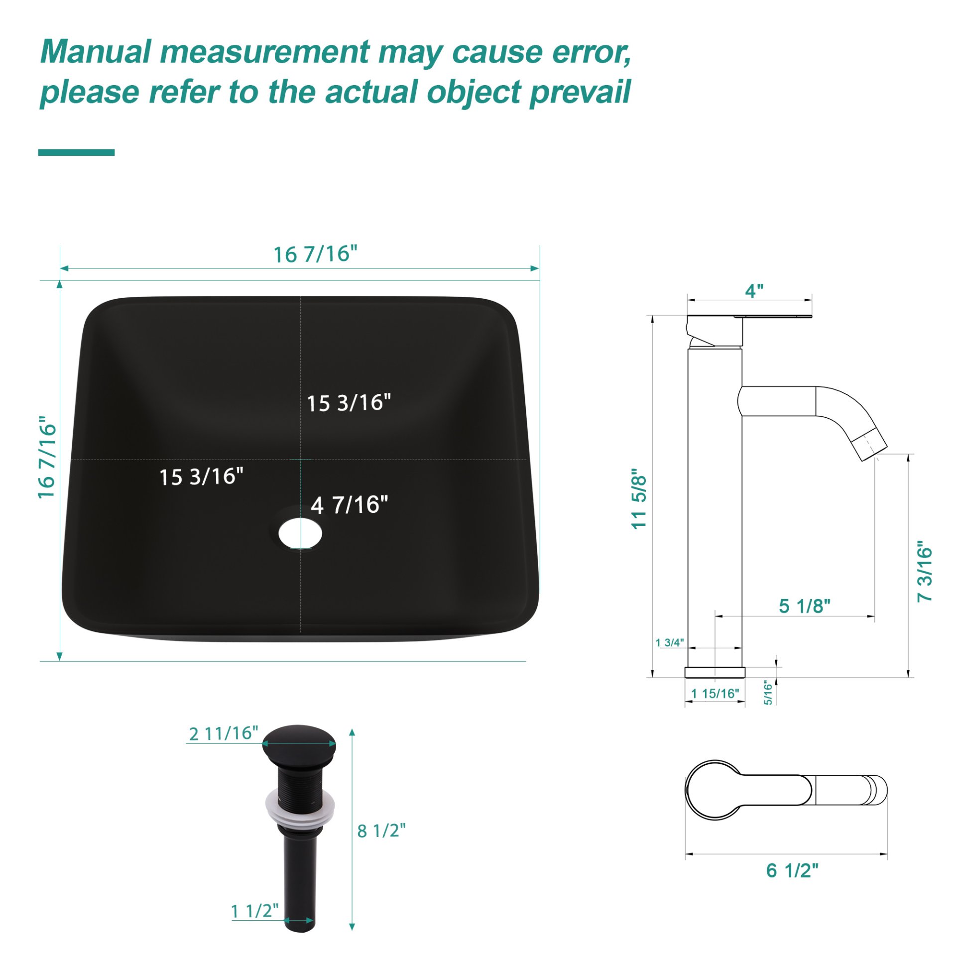 Artistic Vessel Sink With Faucet And Pop Up Drain - Matte Black - Image 3