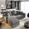 3 Seat Sofa, Deep Seat Couches With Soft Pillows And 1 Ottomans, Convertible Sofa Lounge Chair, For Living Room - Gray - Image 5
