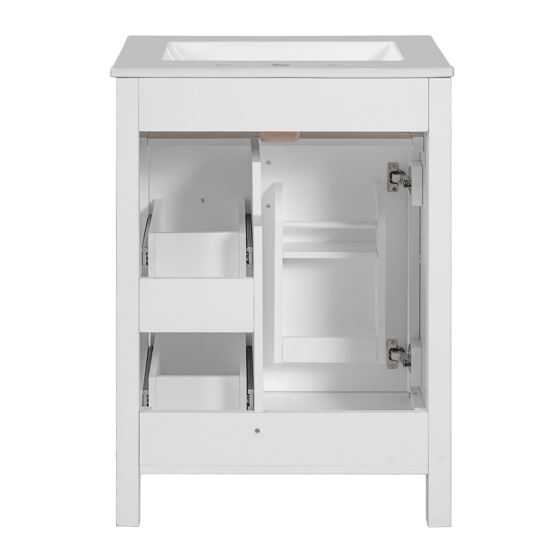 Bathroom Vanity With Sink, Soft Close Doors And Drawers, Double Storage Racks - White - Image 13