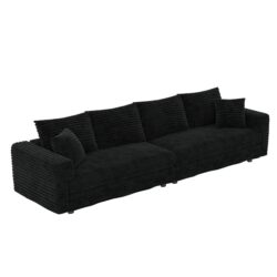 4 Seat Sofa, Convertible Deep Seat Sofa Lounge Chair For Living Room - Black