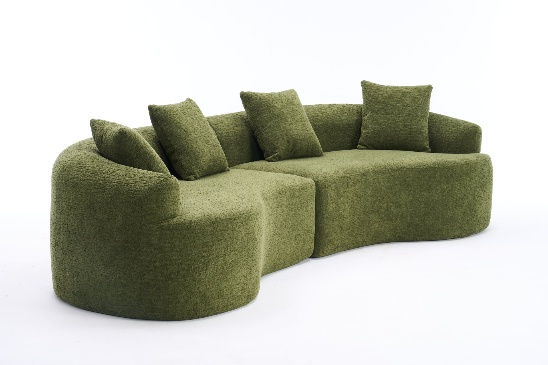 4 Seater Sofa With Chenille Fabric, 30D, 60 Hardness Full Sponge, 4 Pillow For Living Room, Home Furniture Sleeper Sectional Sofa For Apartment - Green - Image 25