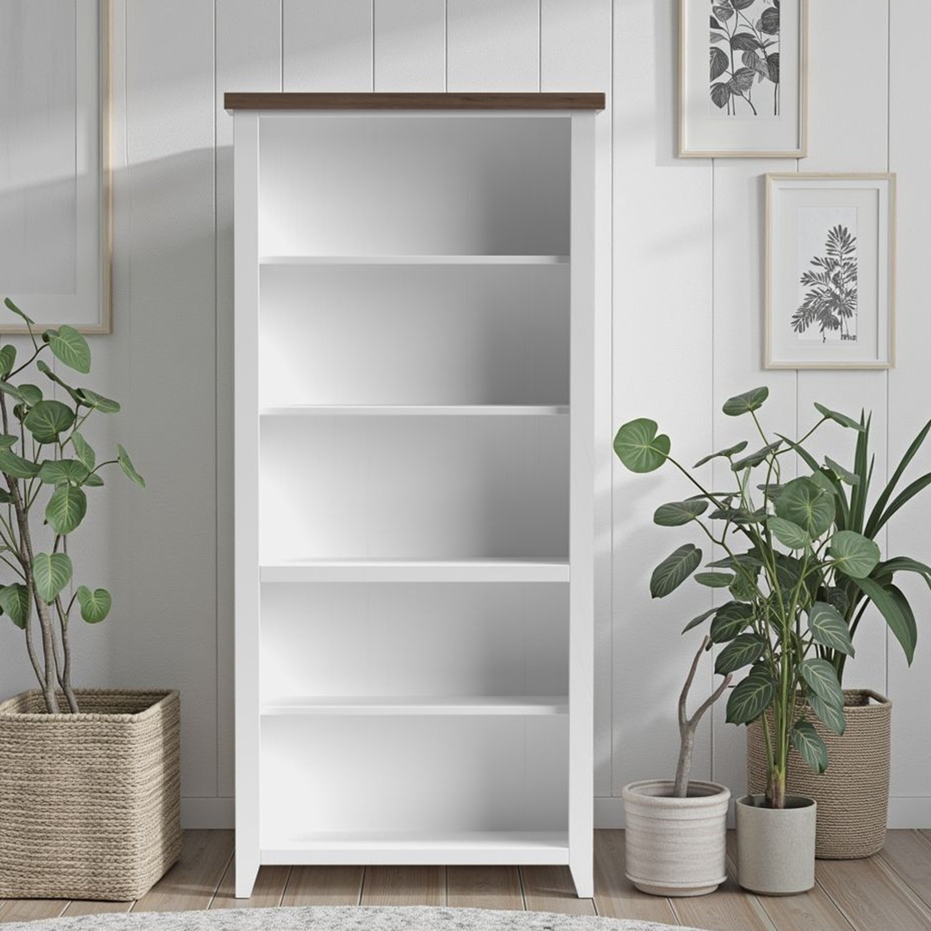 Hampton - High 5 Shelf Bookcase - Jasmine Whitewash / Barnwood - Image 2