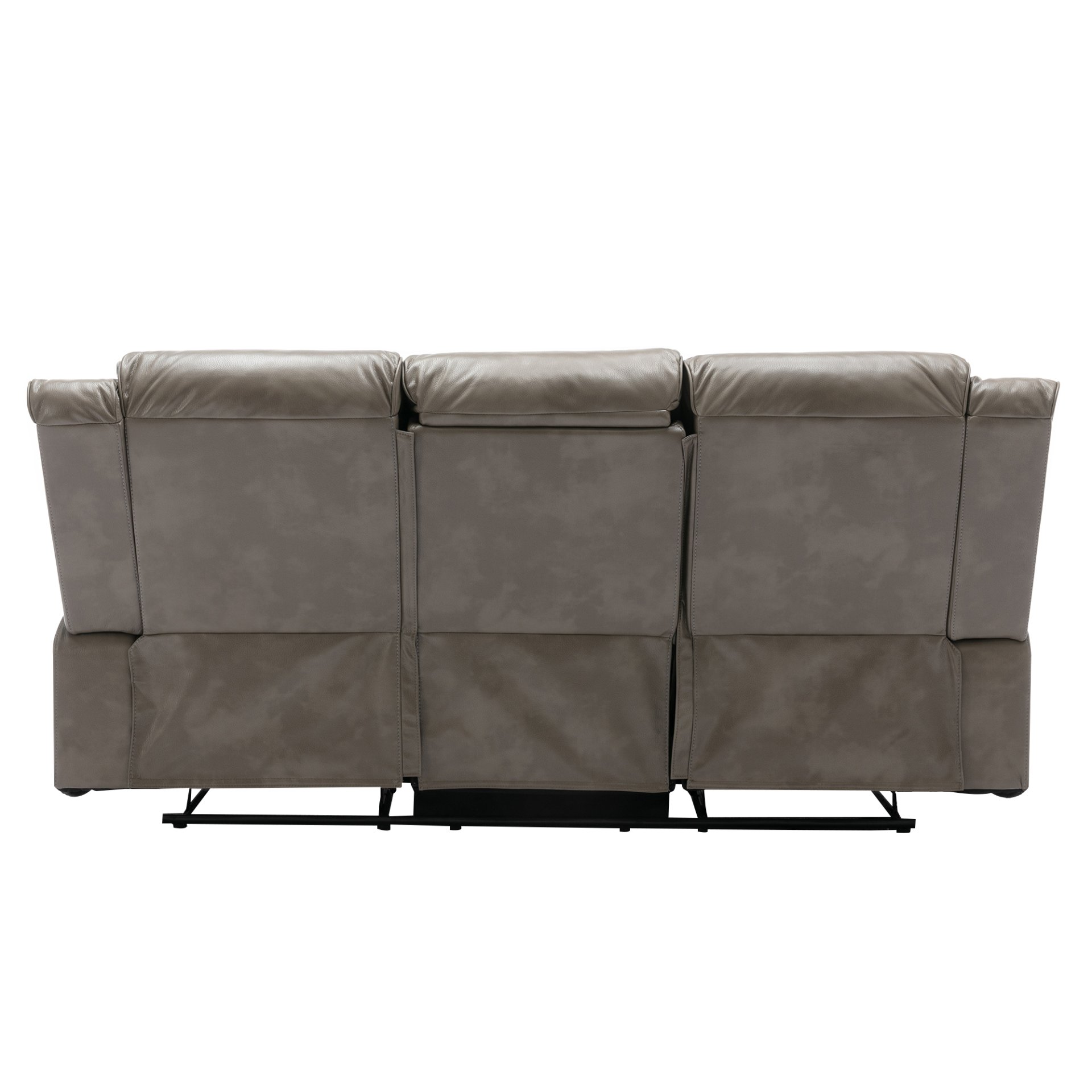3 Seater Home Theater Recliner Manual Recliner Chair With A Led Light Strip Two Built-In Cup Holders For Living Room - Gray - Image 12