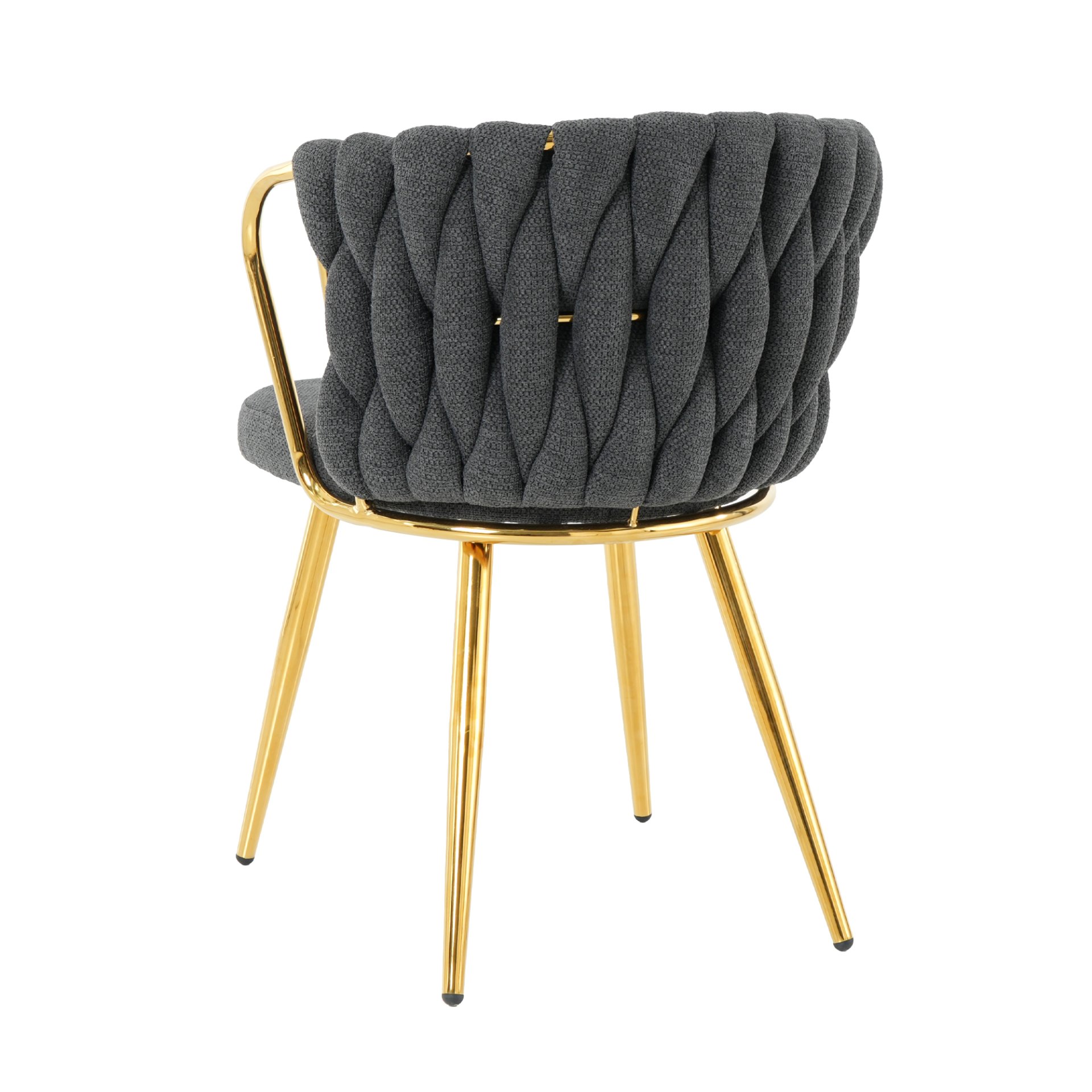 Modern Simple Dark Gray Linen Dining Chair With Plated Metal Legs, (Set of 2) - Gold - Image 21