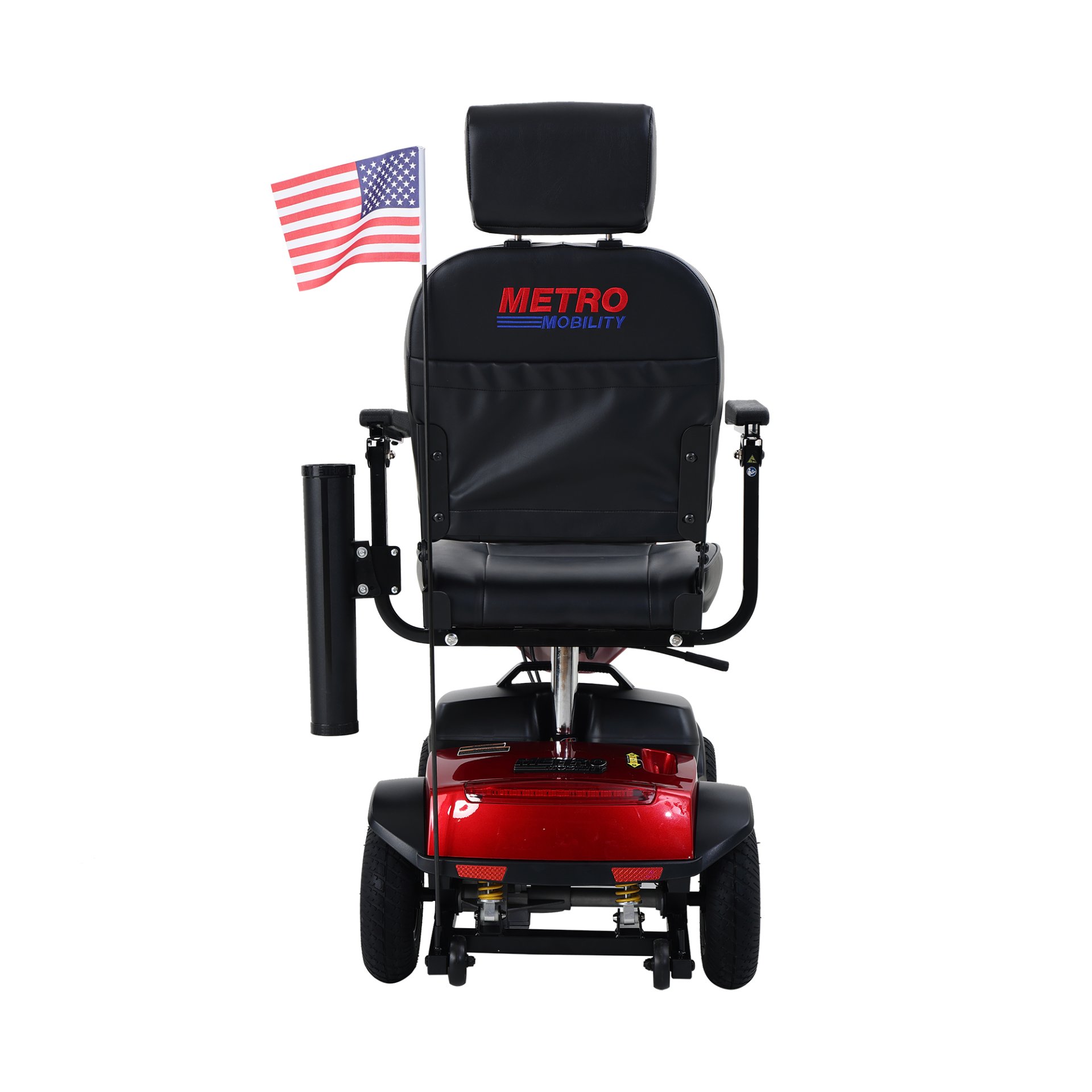 Max Plus - 4 Wheels Outdoor Compact Mobility Scooter With 2 Pieces X 20Ah Lead Acid Battery, 16 Miles, Cuo Holders & USB Charger Port - Red - Image 4