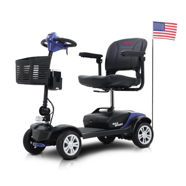 Max Sport - Blue 4 Wheels Outdoor Compact Mobility Scooter With 2 In 1 Cup & Phone Holder - Blue