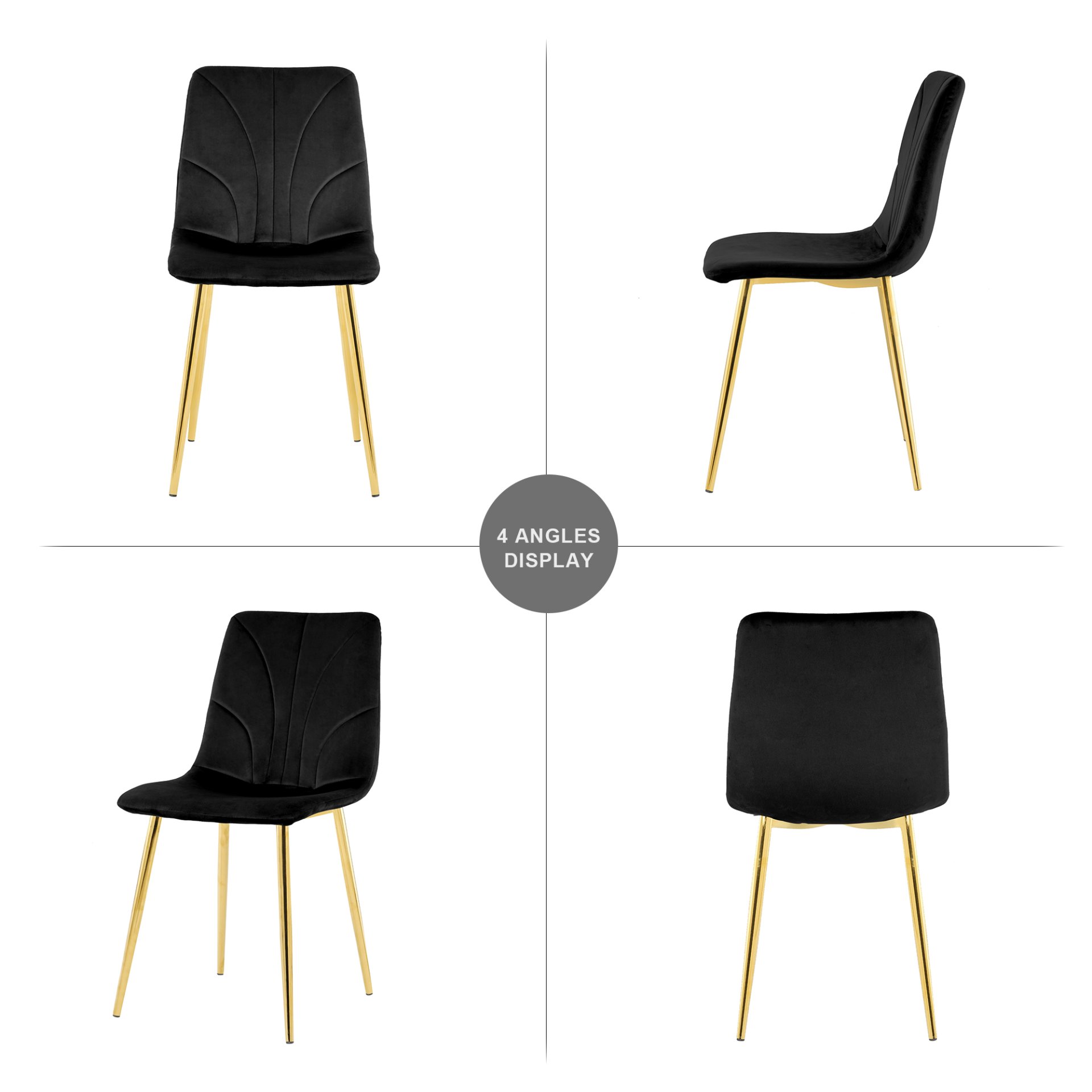 Modern Light Luxury Dining Chair With Gold Metal Legs (Set of 4) - Black - Image 14