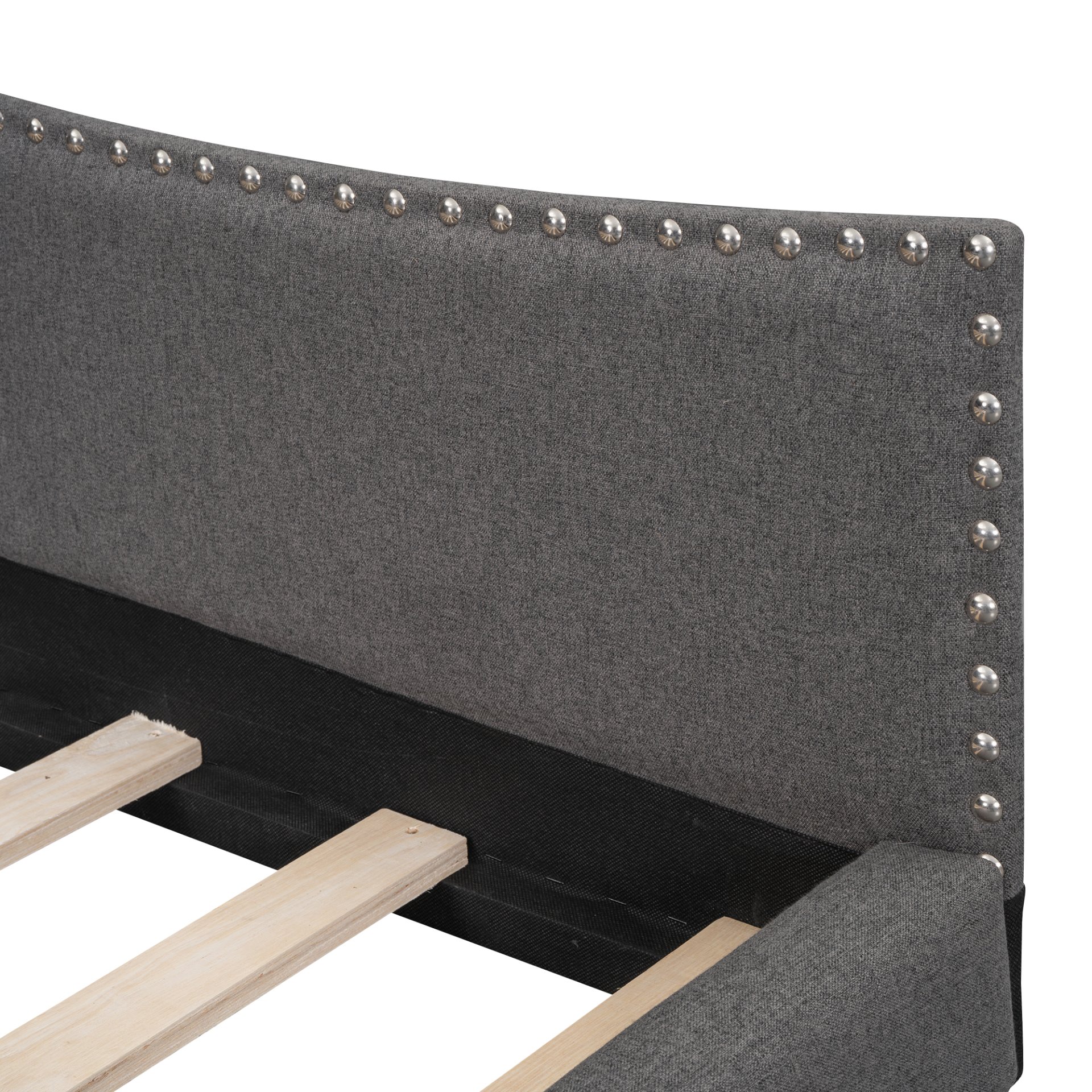 Full Size Upholstered Daybed With Headboard And Armrest, Support Legs - Gray - Image 10