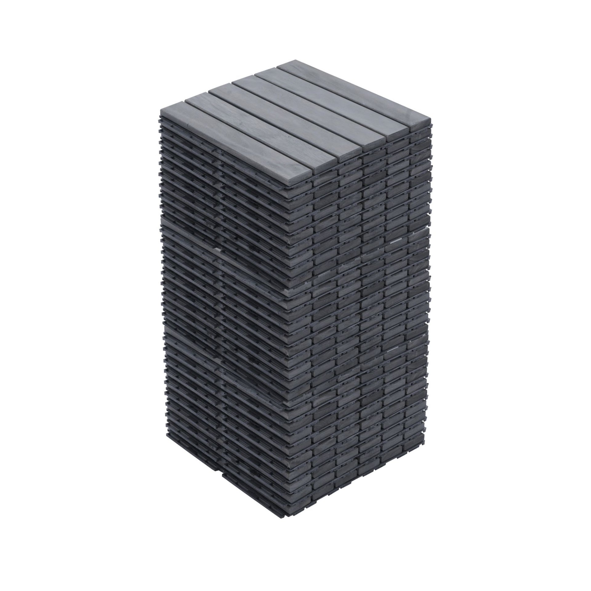 Interlocking Deck Tiles Striped Pattern Light Square Outdoor Flooring - Light Gray - Image 14