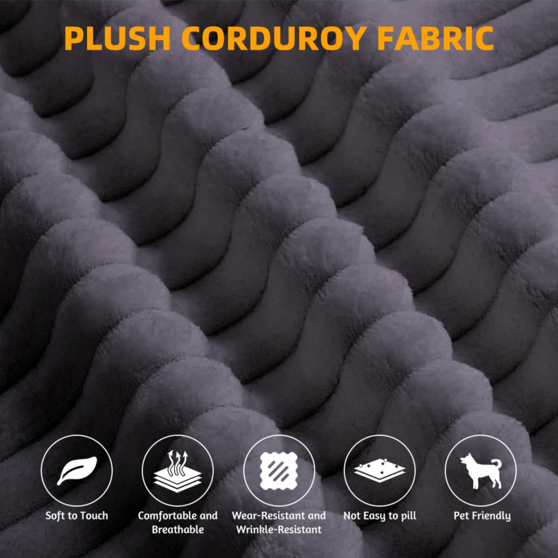 2 In 1 Foldable Sofa Plush Corduroy Sofa Convertible Floor Sofa Bed Deep Seating With Multi Functional Blanket Suitable For Living Rooms - Dark Gray - Image 18