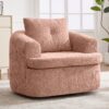 360° Swivel Accent Barrel Chair With Dual Layer Cushion, Round Seating For Living Room - Pink - Image 7
